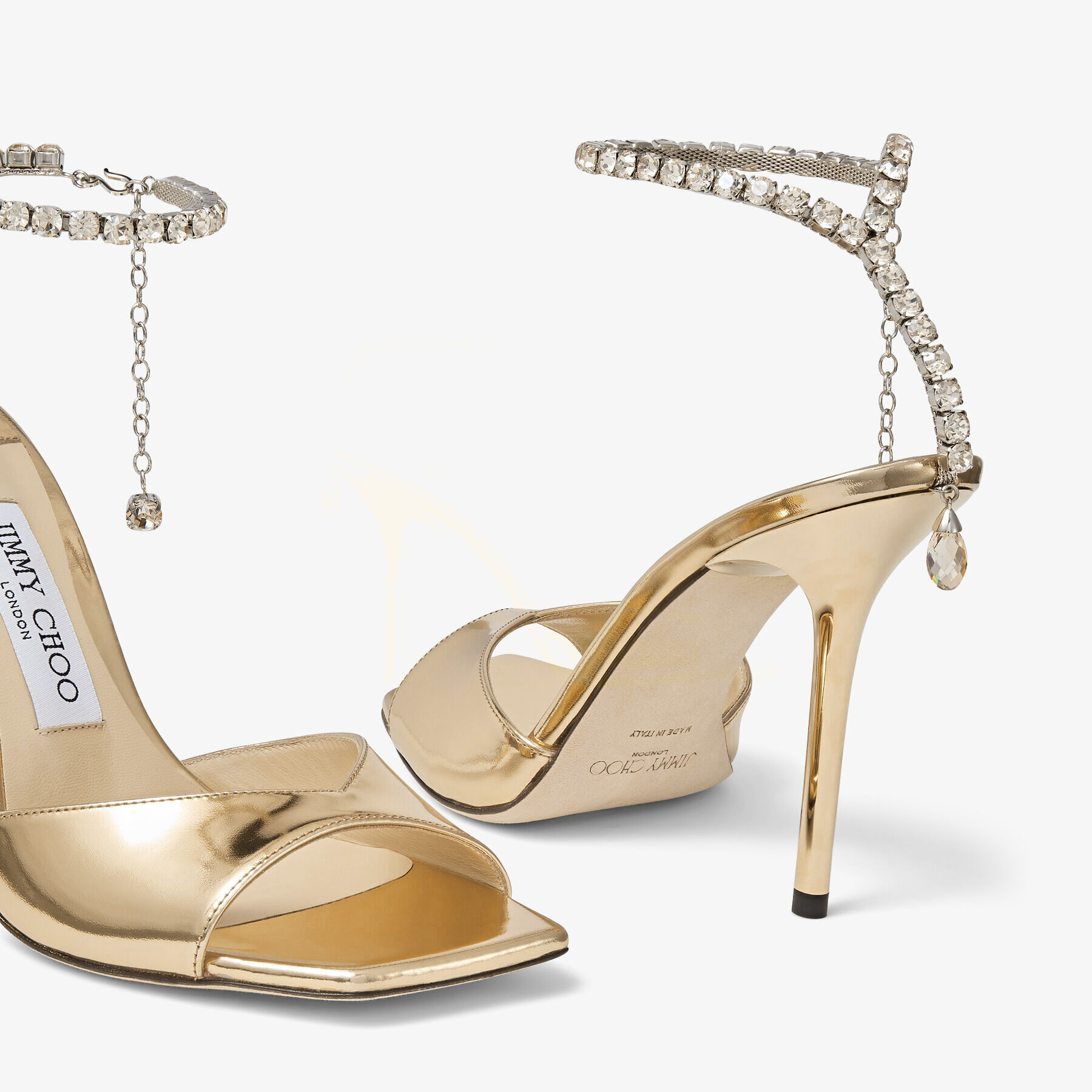 Gold crystal sandals sales