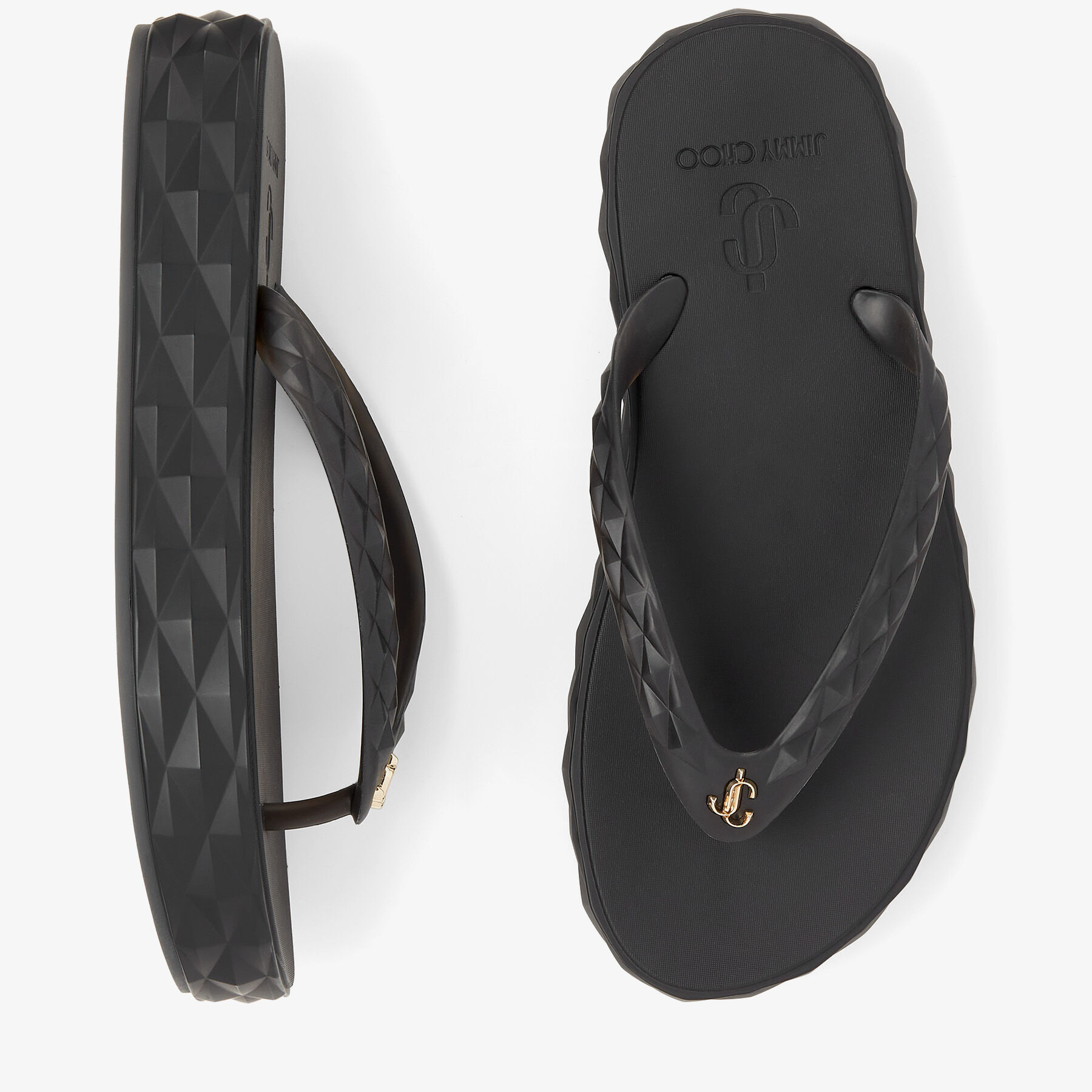 Black Rubber Flip Flops DIAMOND FLIP FLOP Summer 2022