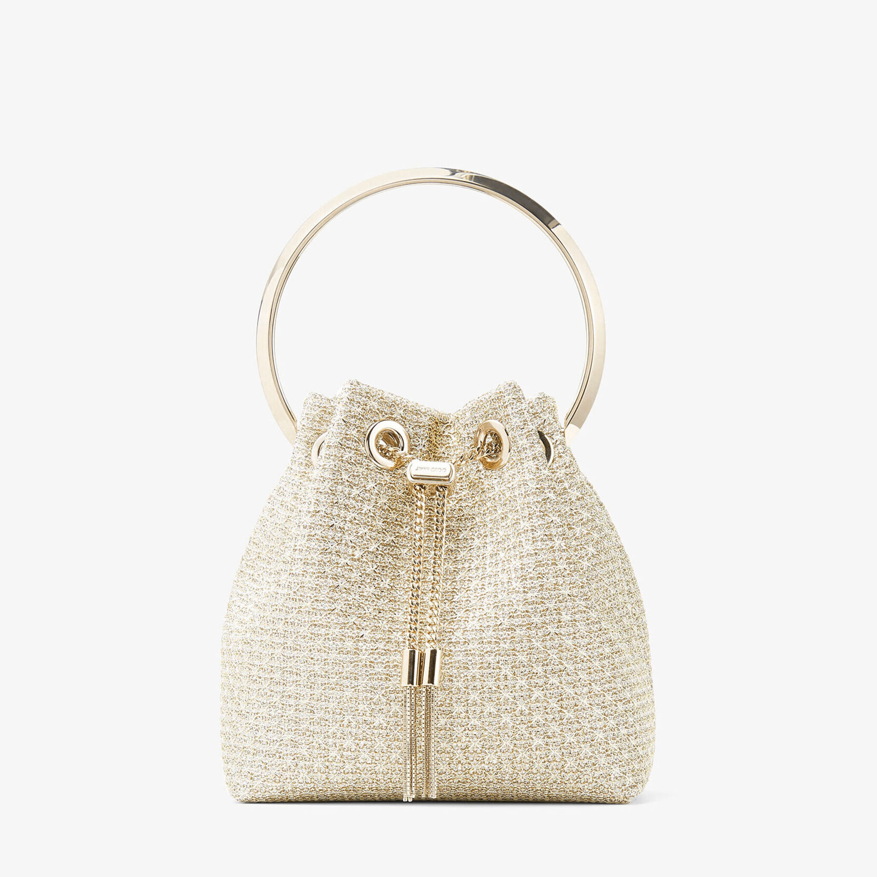 BON BON | Champagne Woven Sparkle Lurex Bag with Metal Bracelet