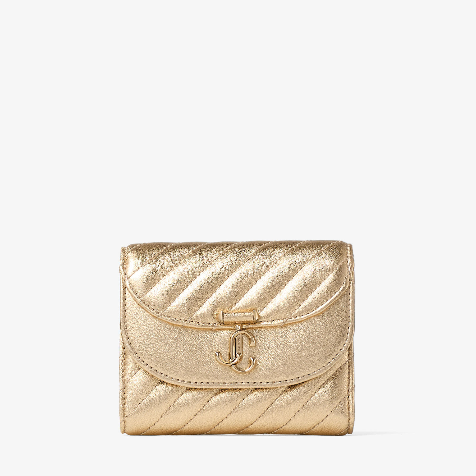 Curve Marinda | Gold Quilted Metallic Nappa Leather Wallet | JIMMY