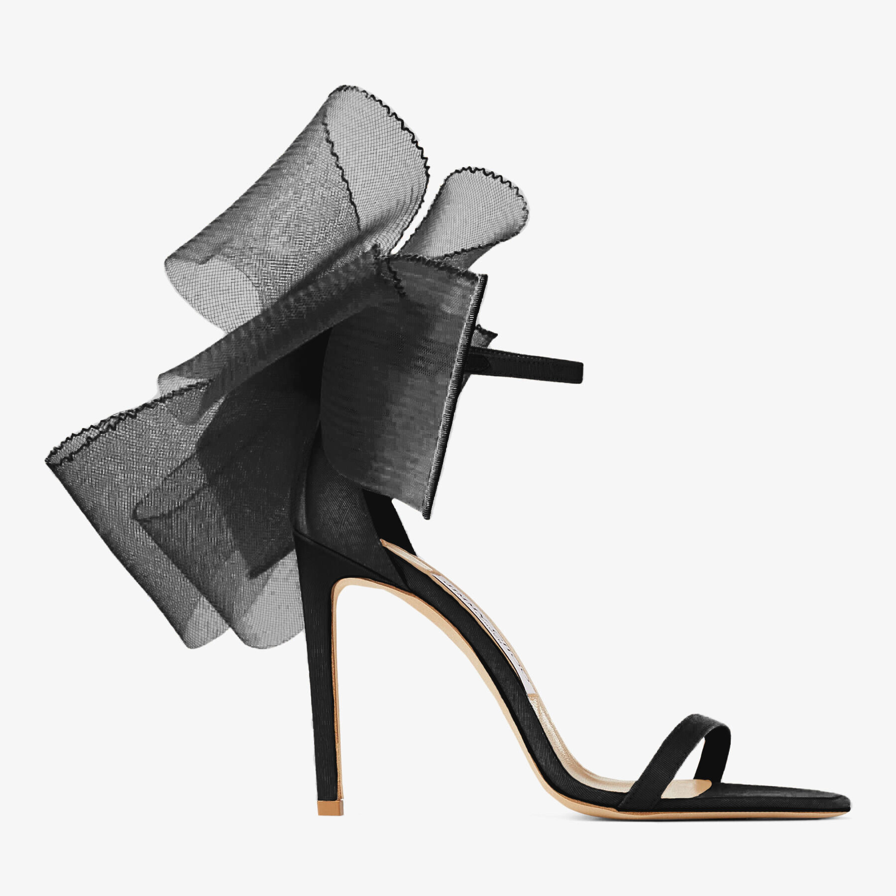Black Sandals with Asymmetric Grosgrain 