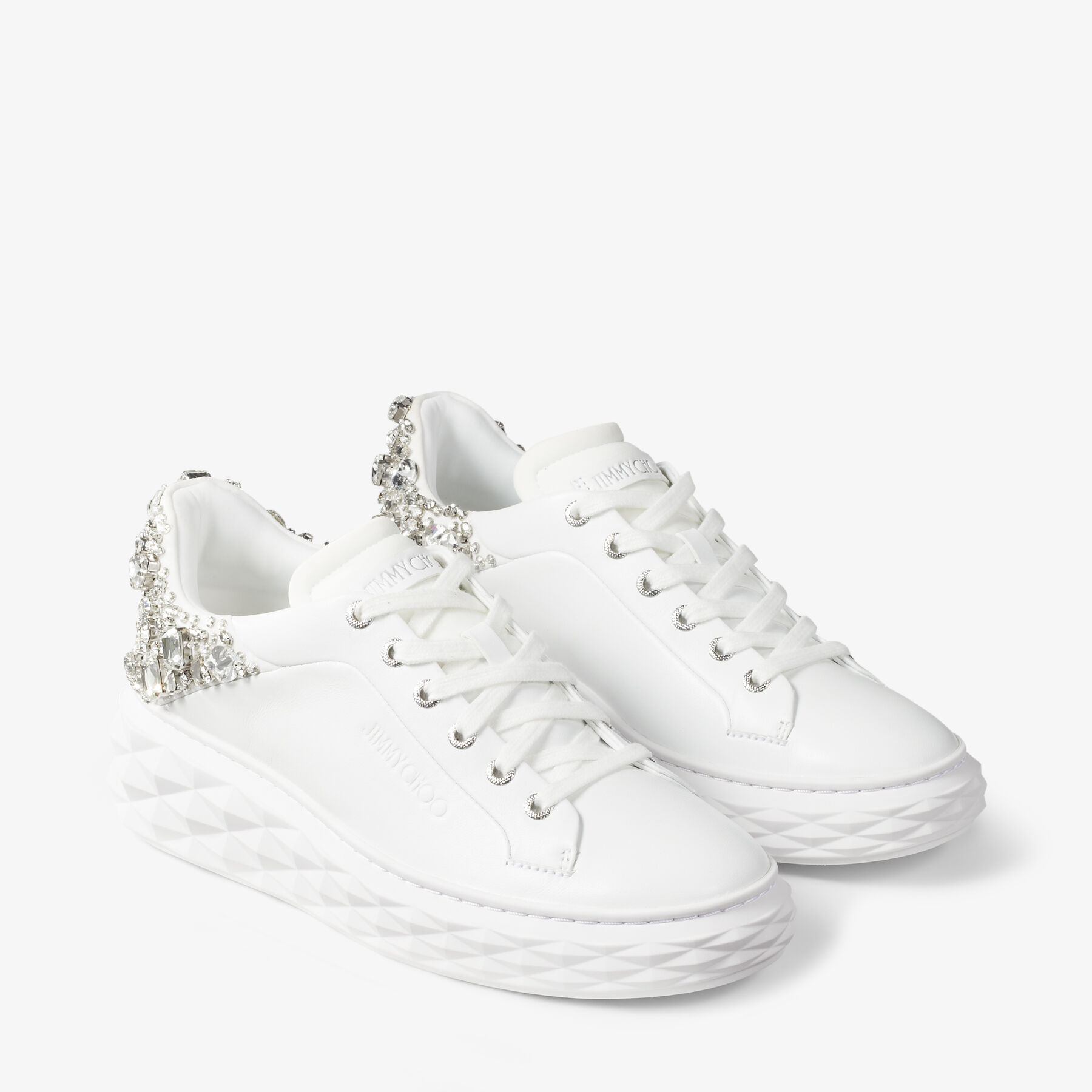Diamond Maxi F Ii White and Silver Nappa Leather Trainers with