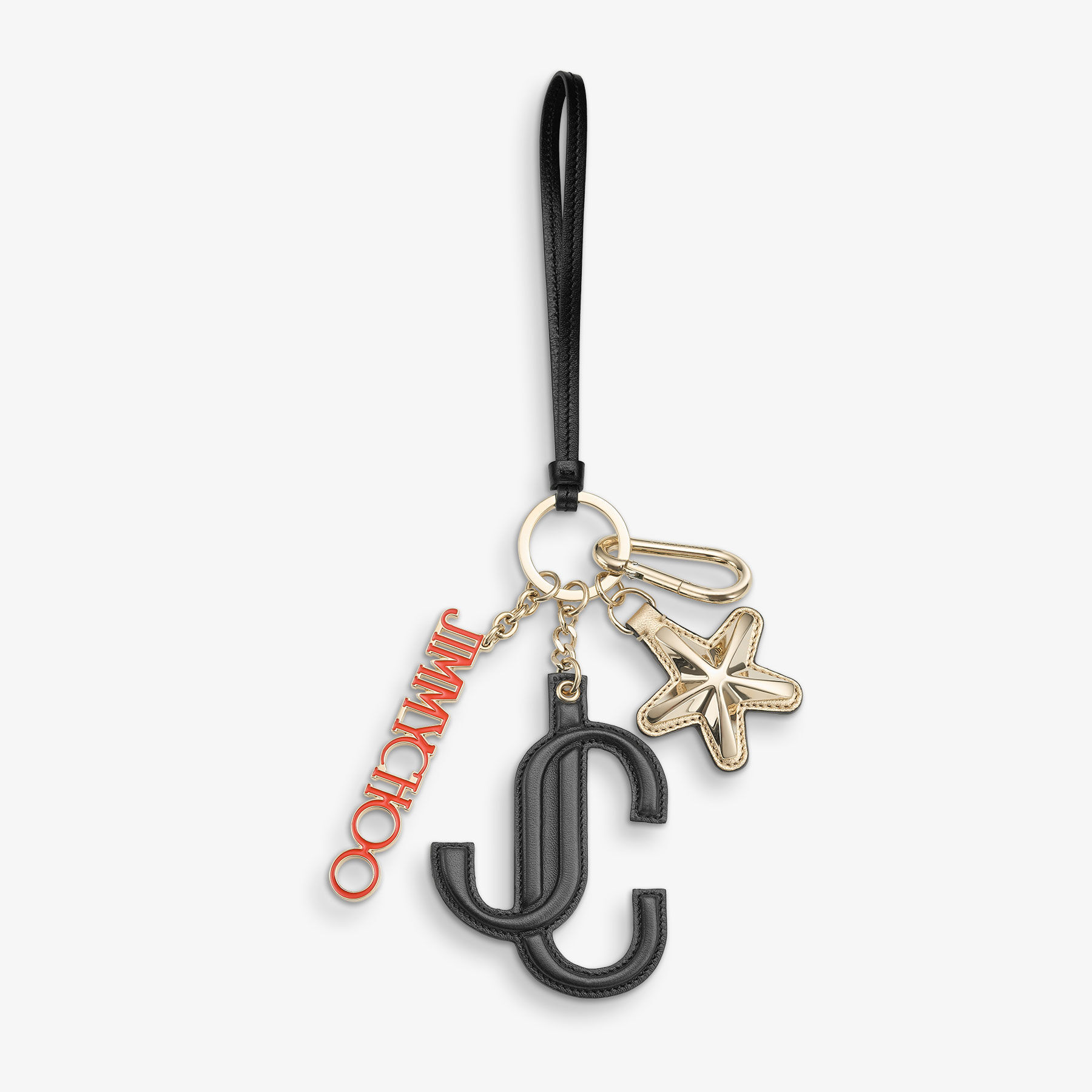 小物 JIMMY CHOO Black & Orange Calf Leather Star Logo | Bag Charm | JIMMY CHOO CA
