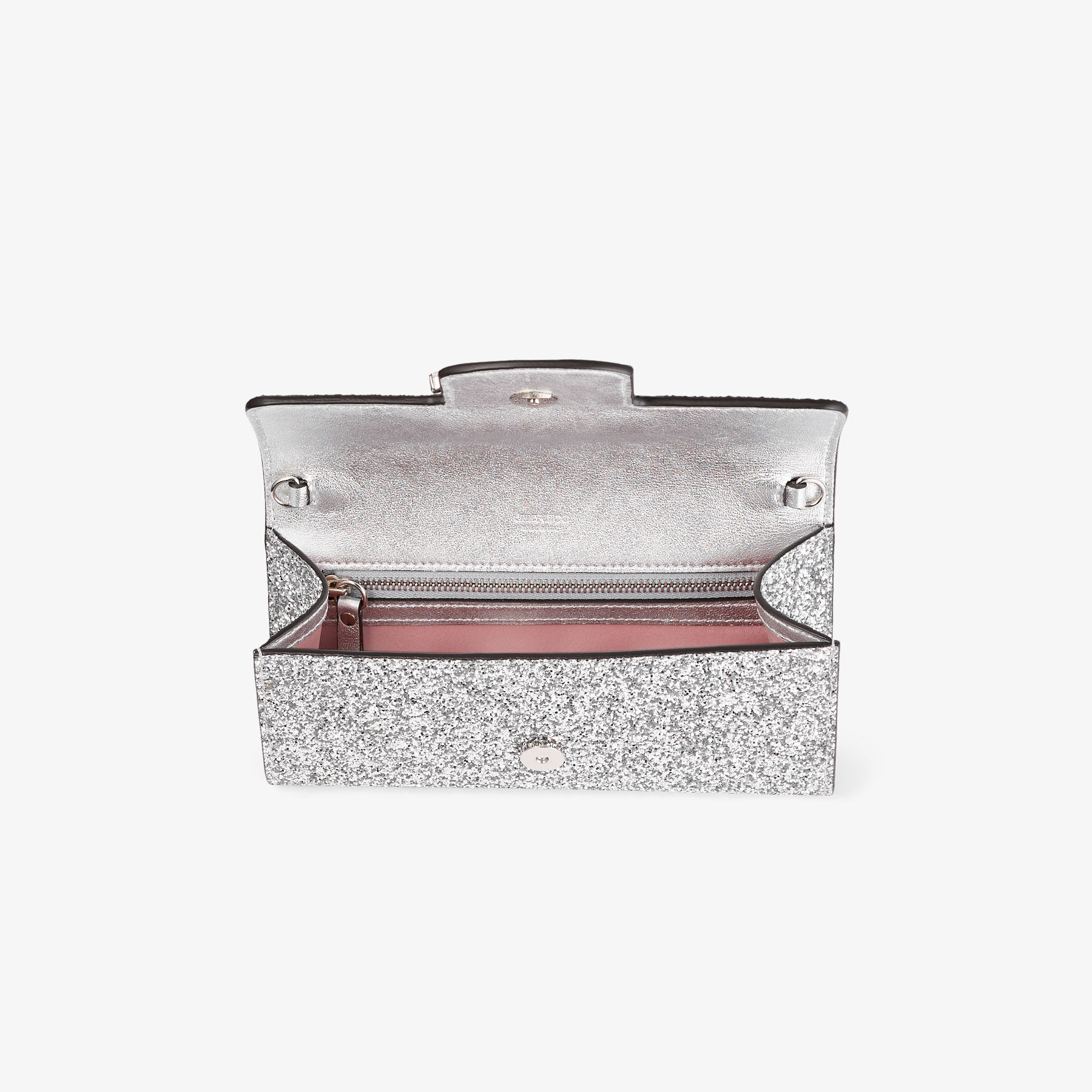 Wallet shoulder bag／ミニポーチ付／silver BINGWALLETCHAINRLZ_001367_FRON