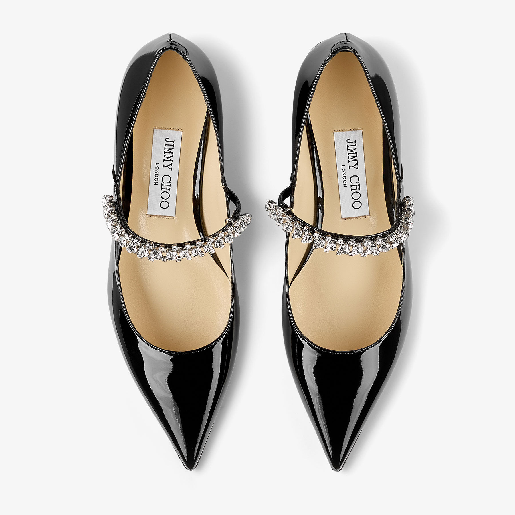 JIMMY CHOO Noa Pump Flat フラットシューズ Bing Pump Flat|Latte/ブラック パテントレザー・フラット