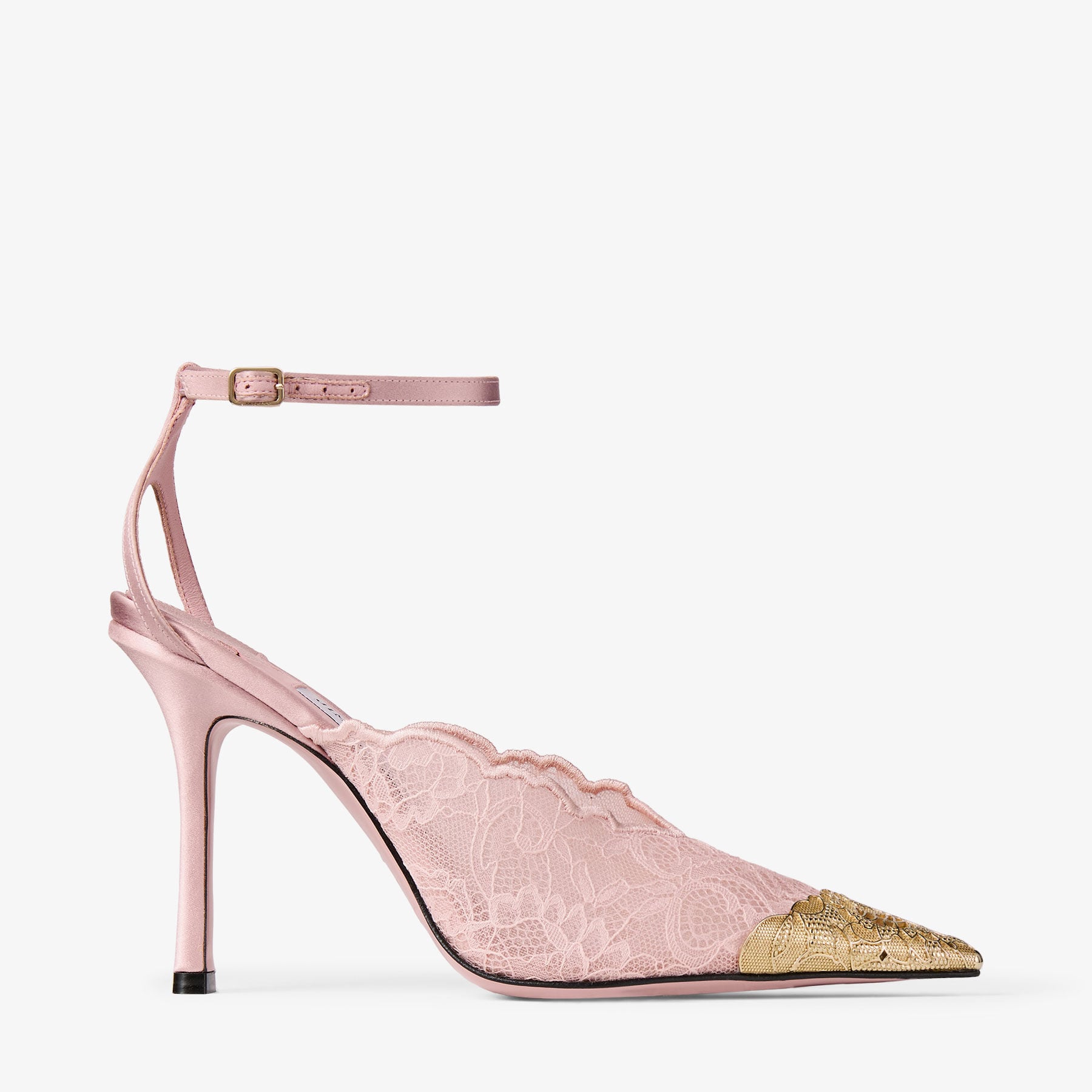 Faiz 100 | Rose Jimmy Choo Lace Pumps with Metal Lace Detail