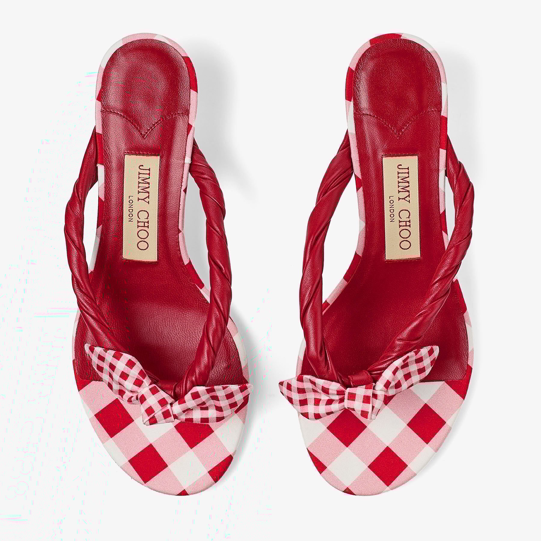 Liss 35 | Ruby Red Mix Mixed Gingham Cotton Mule Sandals with
