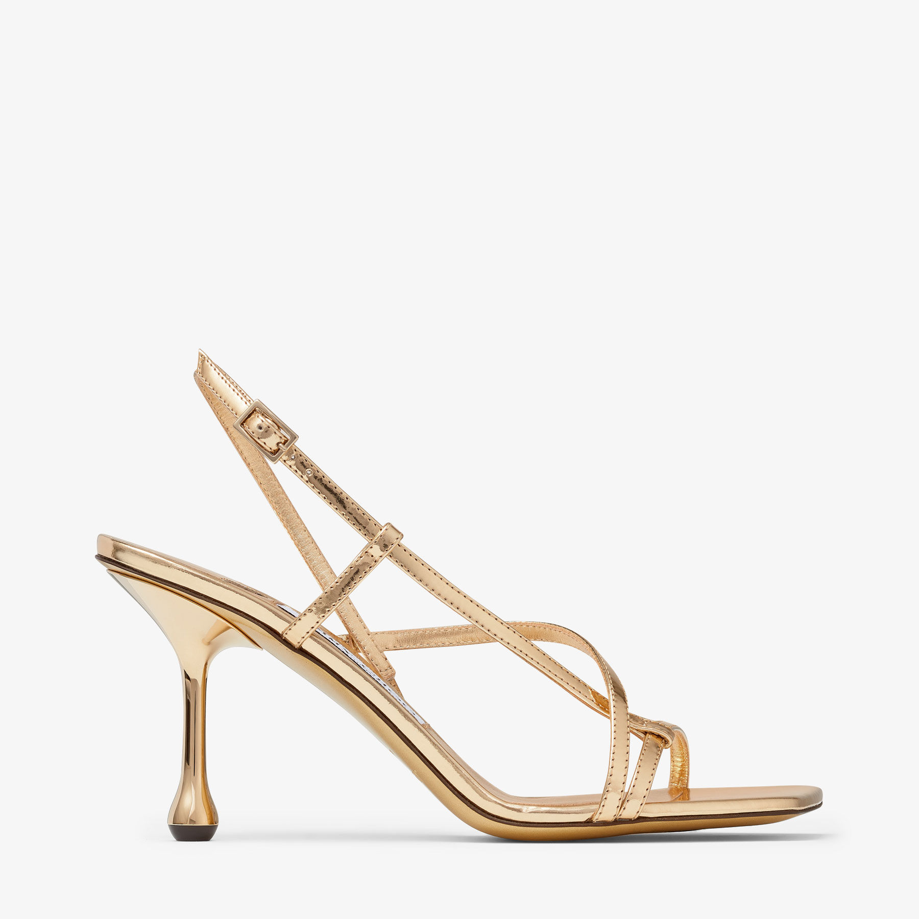 サンダル・ミュール Jimmy Choo Silver leather Etana 80 sandals Etana 80|Silver Metallic Leather Sandals| JIMMY CHOO