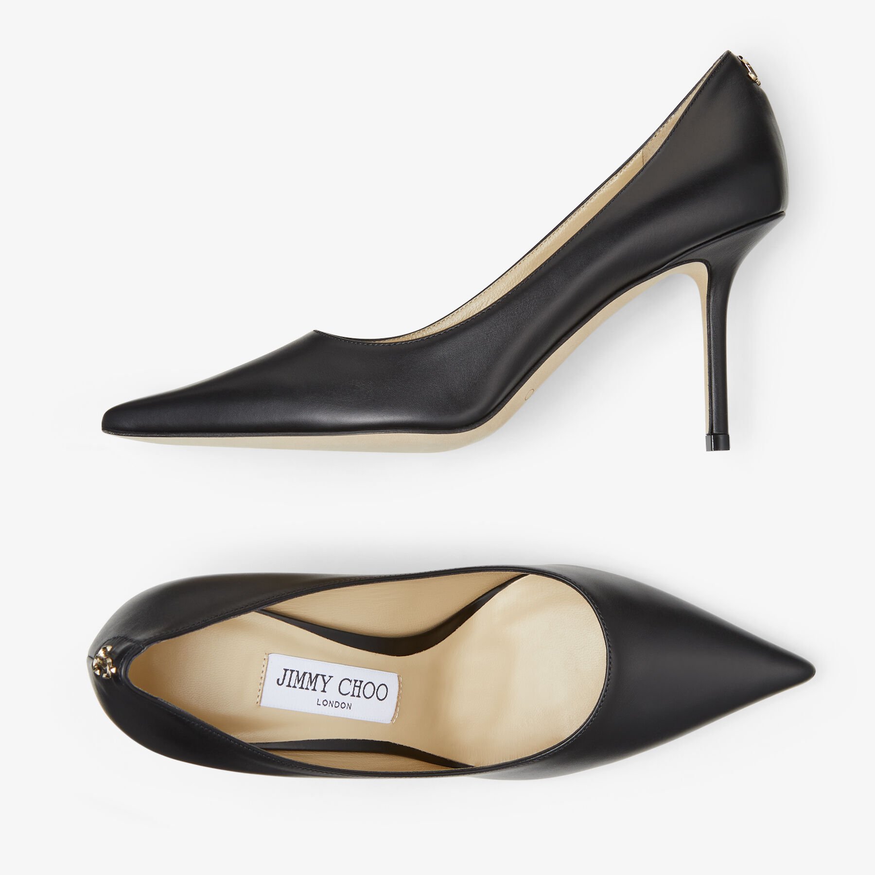 Black Calf Leather Pumps with JC Emblem | LOVE 85 | Autumn 2022 collection  | JIMMY CHOO
