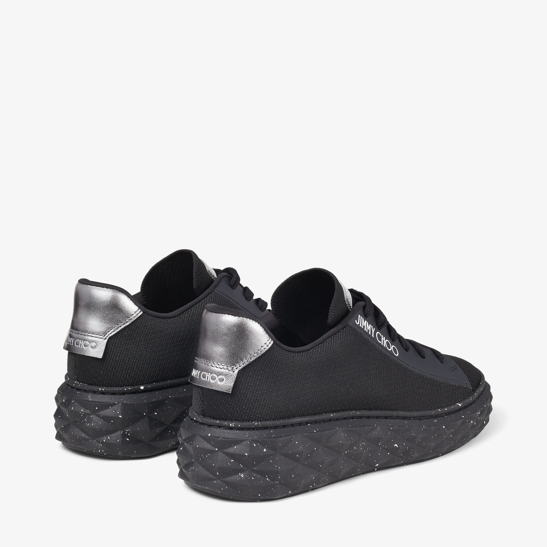 DIAMOND LIGHT MAXI F Black Knit Low Top Trainers with Platform