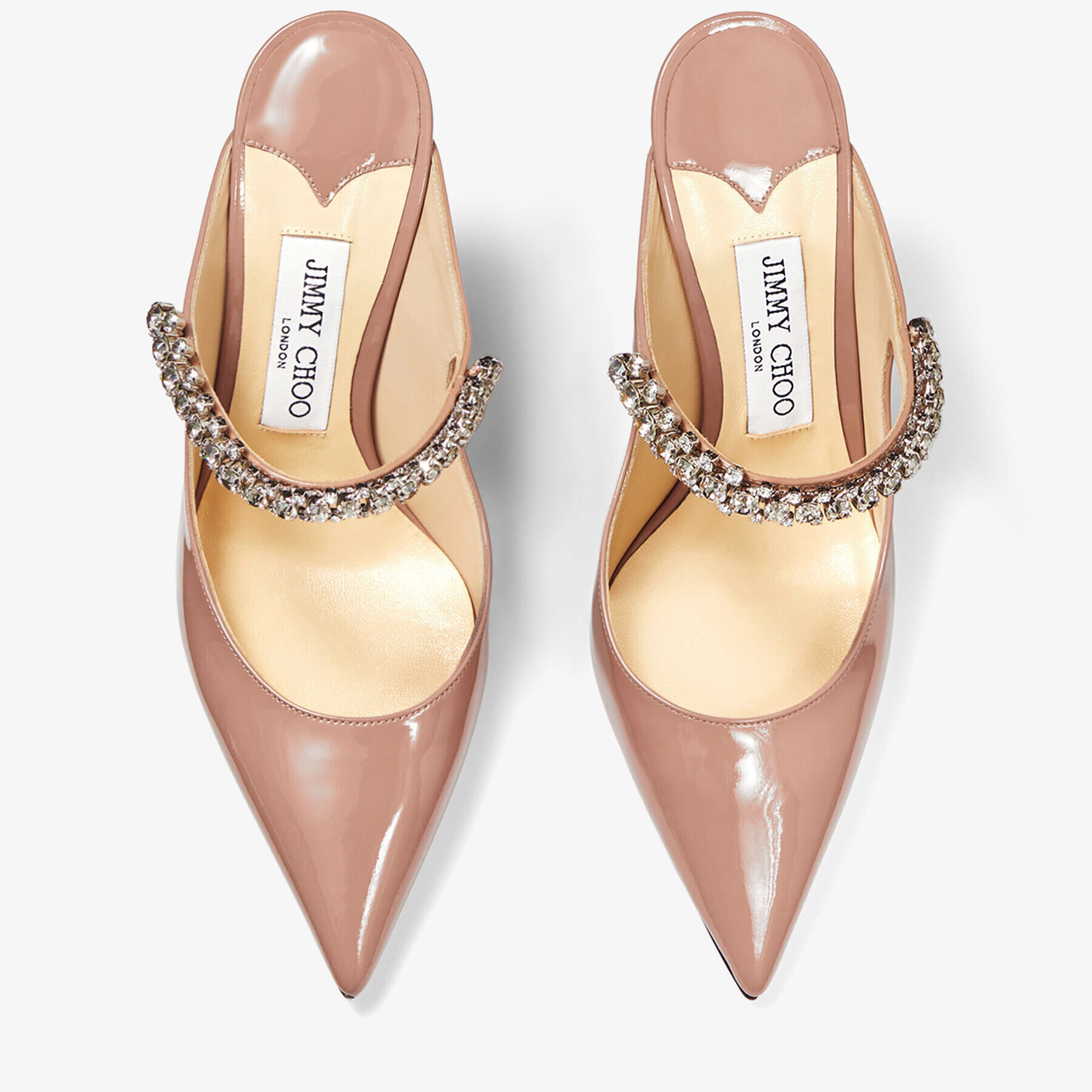 Bing 100 | Ballet Pink Patent Leather Mules with Crystal