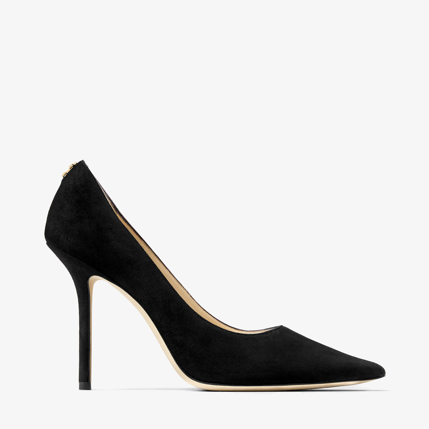 Black Suede Pointy Toe pumps with Jimmy Choo Button LOVE 100 Autumn Winter 19 JIMMY CHOO