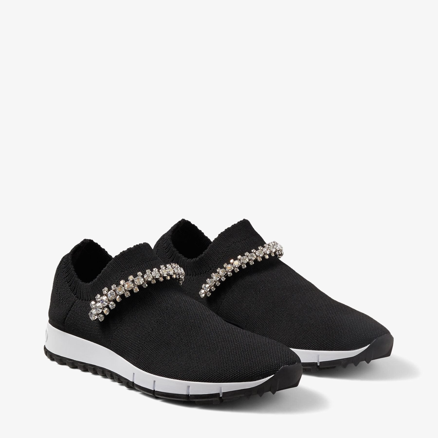 Black Knit Trainers with Crystal Embellishment VERONA Spring Summer 2023 JIMMY CHOO UK
