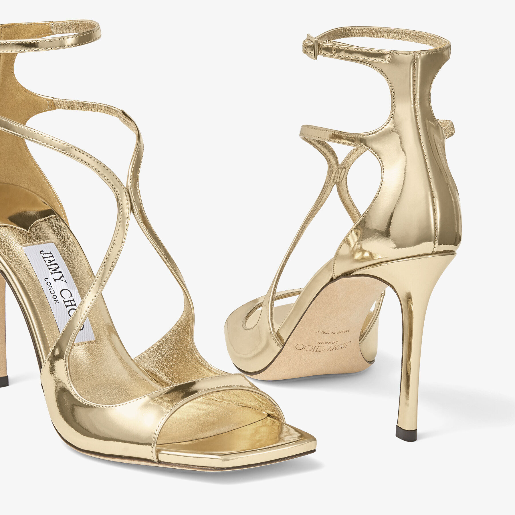 AZIA 95 Gold Liquid Metal Leather Sandals Winter 2022 collection JIMMY CHOO AU