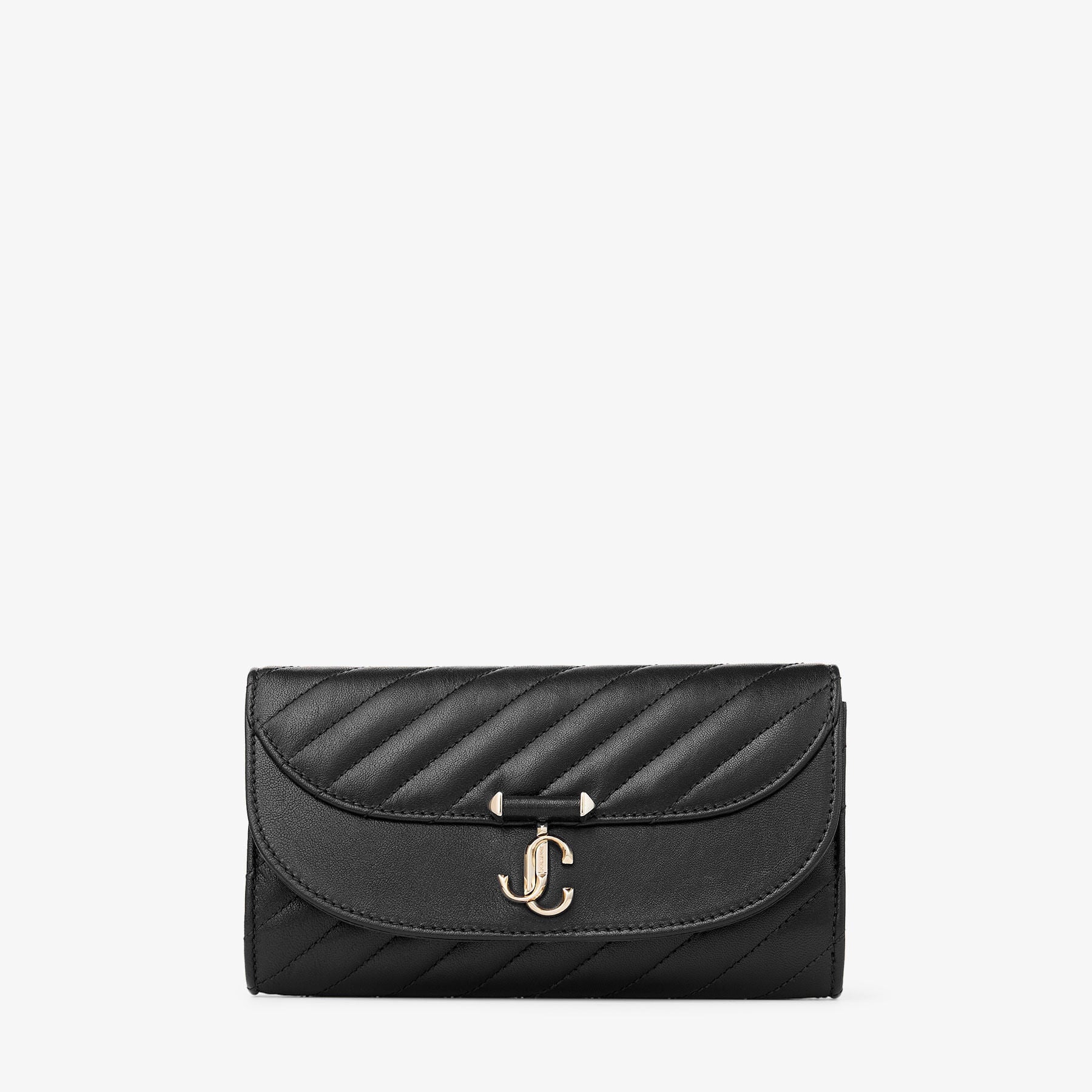 Curve Wallet With Chain | Black Quilted Biker Leather Wallet with