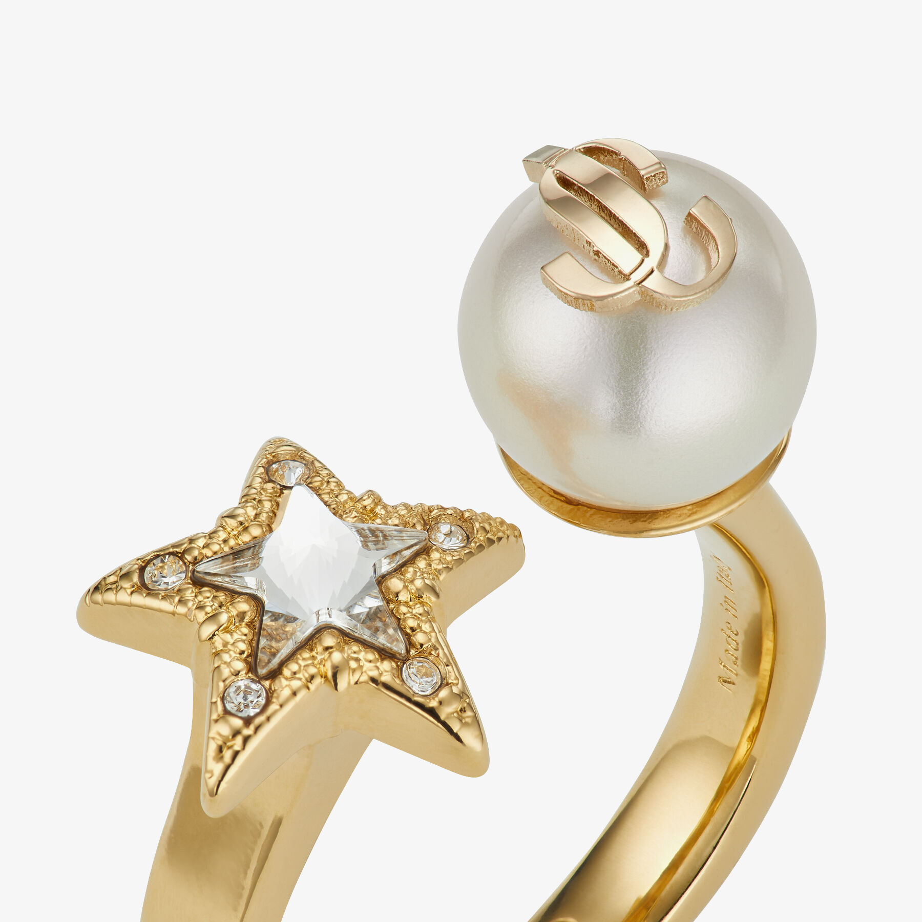 Gold-Finish Metal Ring with Crystal Star and Pearl | JC Star