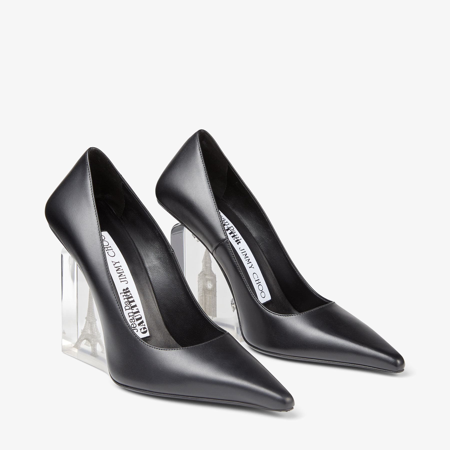JIMMY CHOO JEAN PAUL GAULTIER WEDGE Black Calf Leather Wedge
