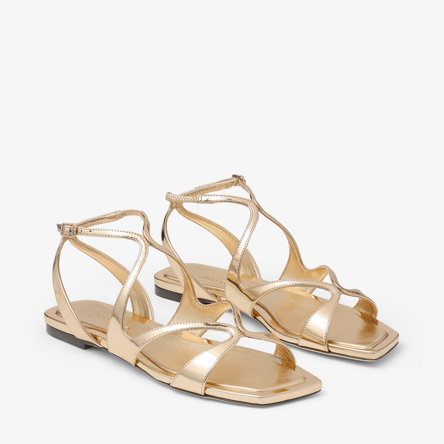 Ayla Flat Gold Metallic Leather Flats JIMMY CHOO