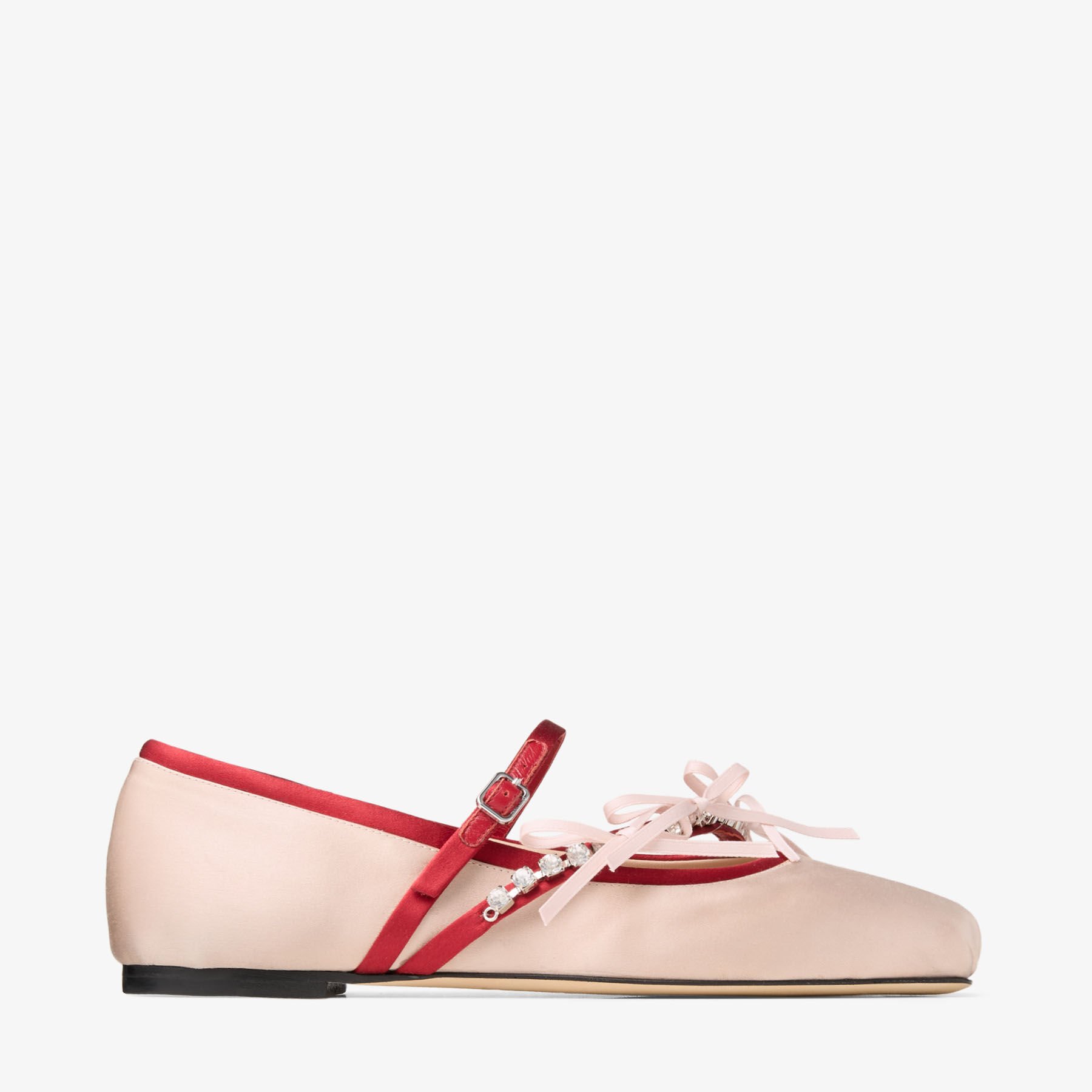 Loli Ballerina | Macaron and Ruby Red Satin Ballerina Flats with