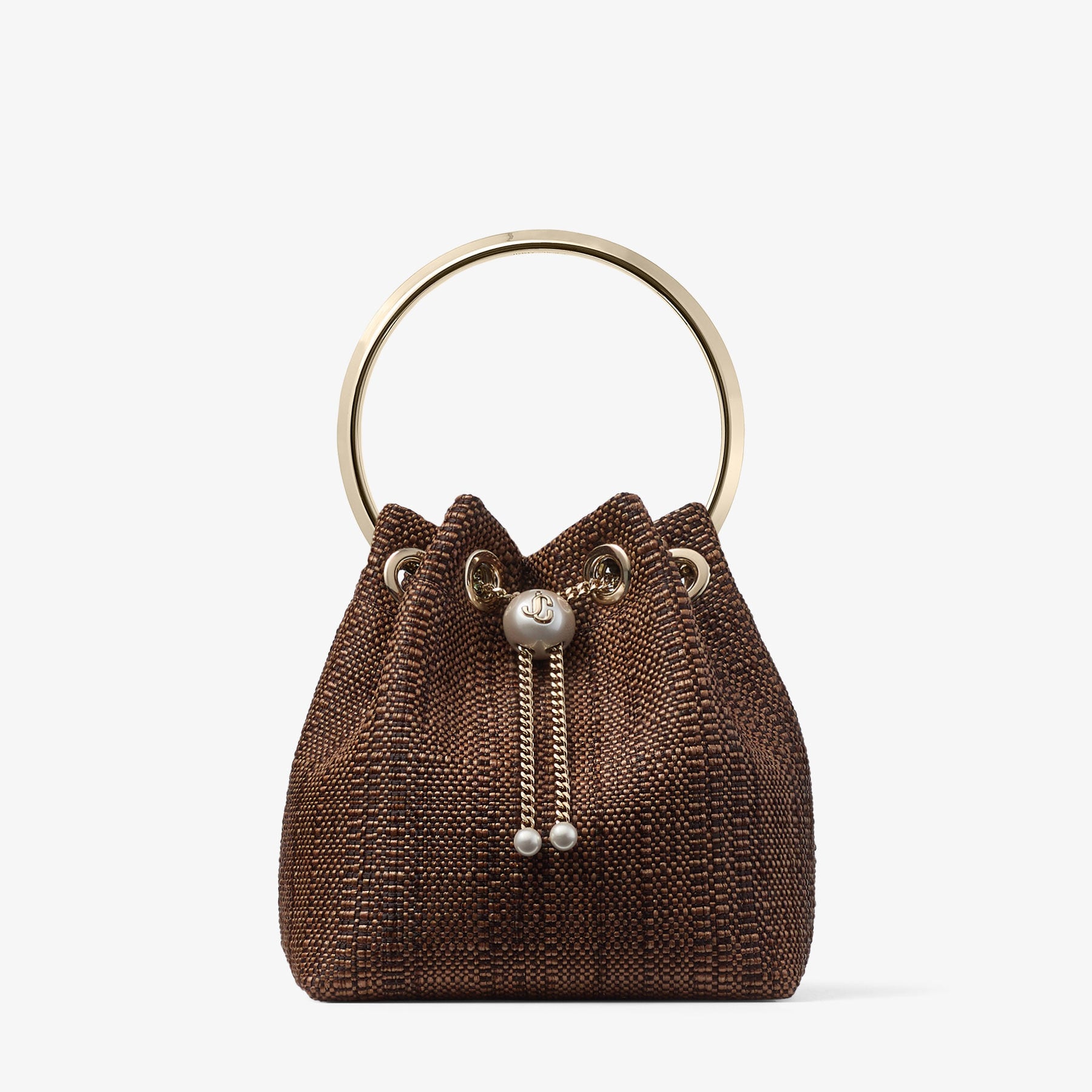 Bon Bon | Tan Raffia Bucket Bag | JIMMY CHOO