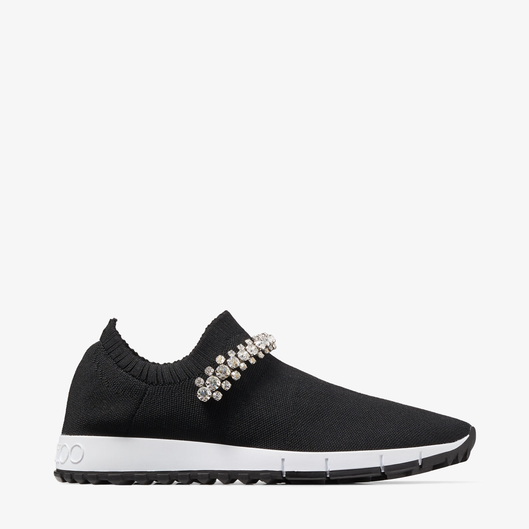 Black Knit Trainers with Crystal Embellishment VERONA Spring Summer 2023 JIMMY CHOO UK