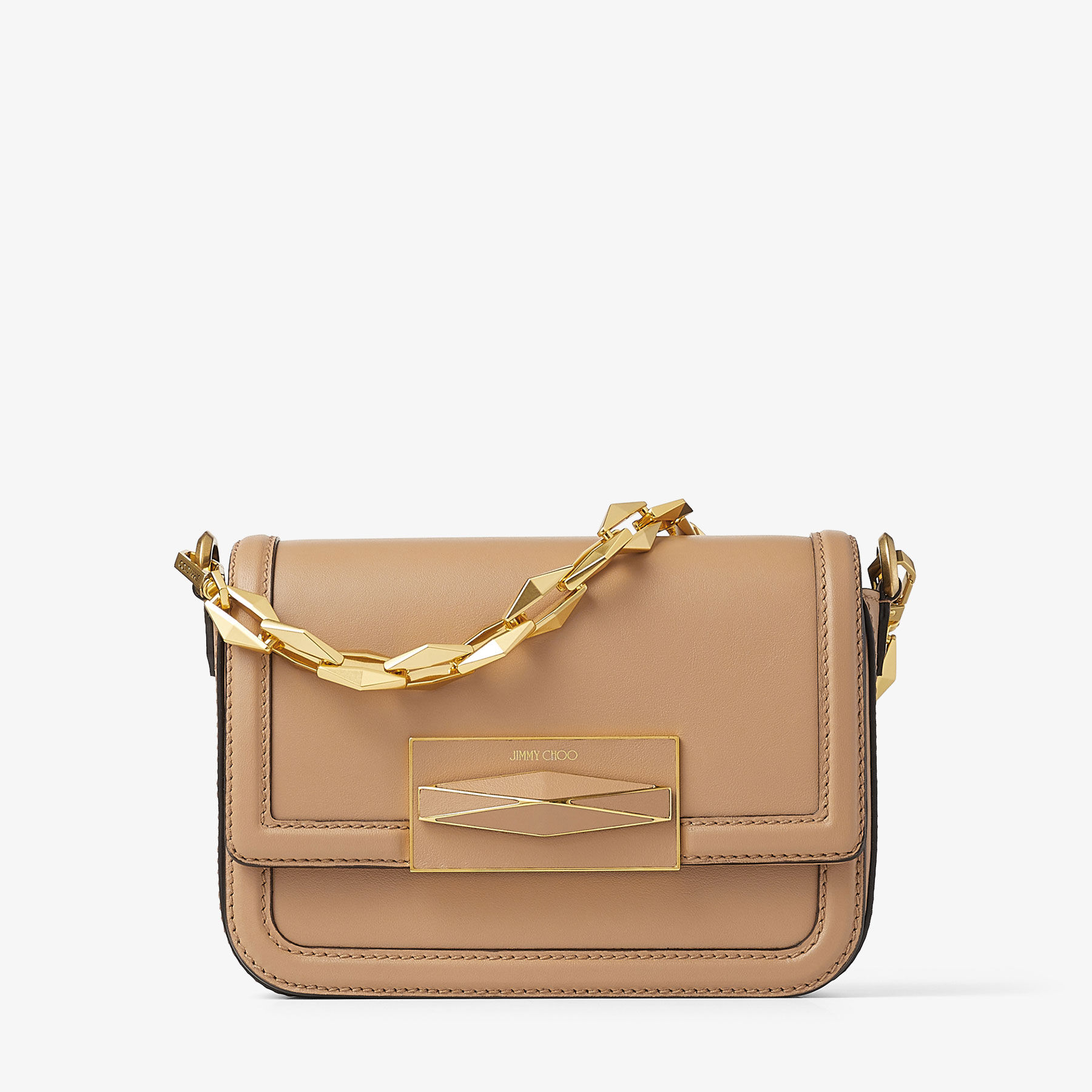 Diamond Crossbody | Latte Smooth Calf Leather Top Handle Bag