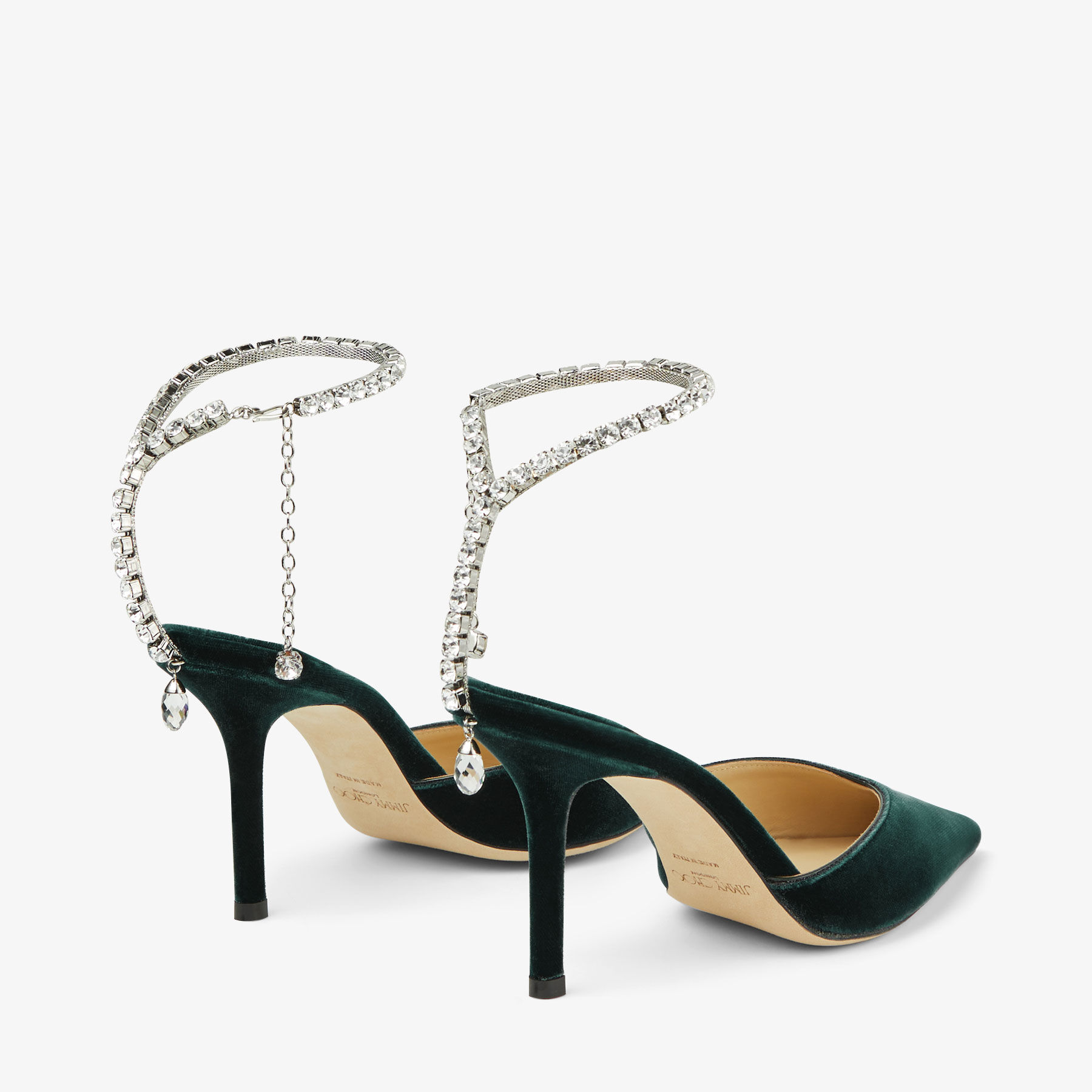Jimmy choo green velvet new arrivals heels