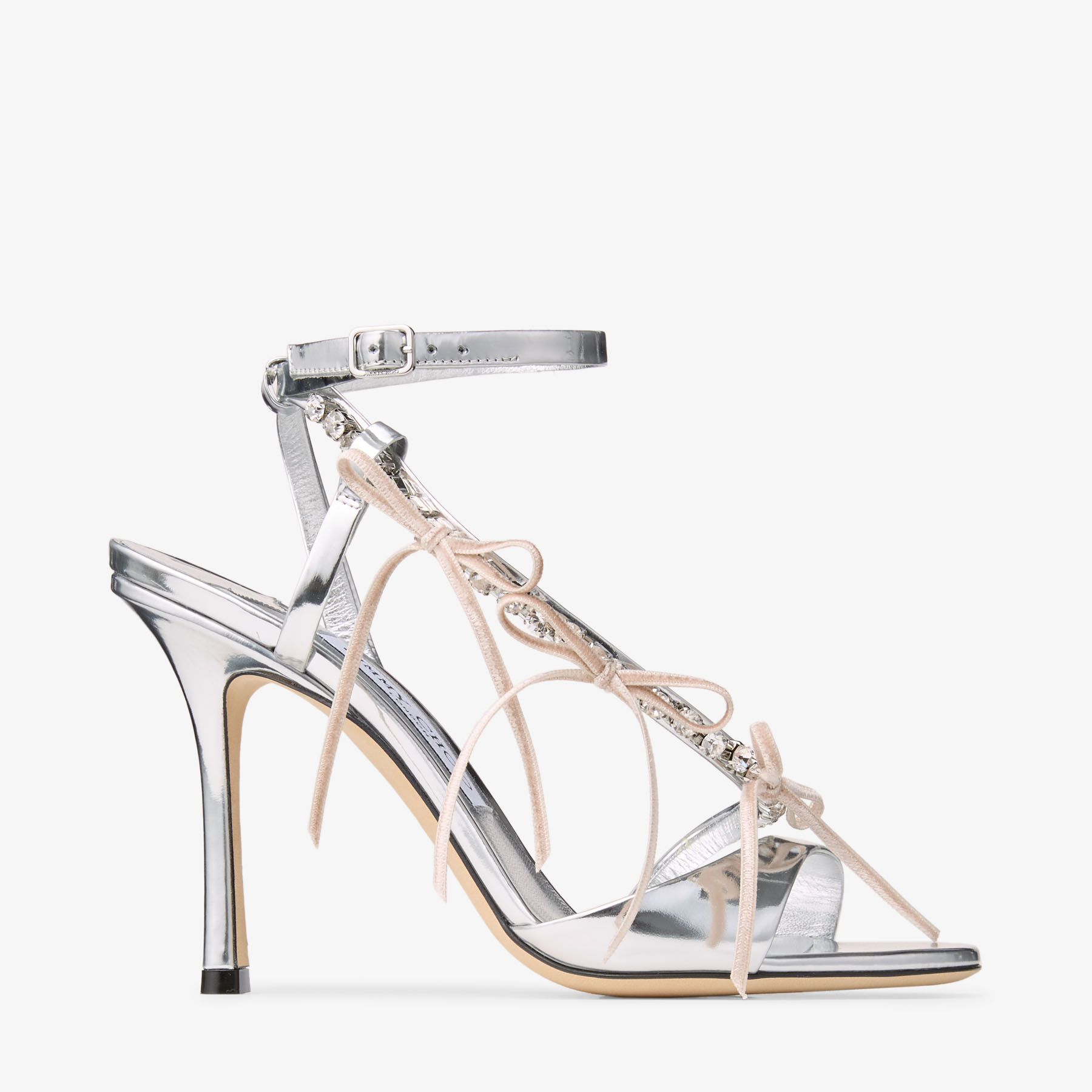 Lula 100 | Silver and Macaron Liquid Metal Leather Sandals