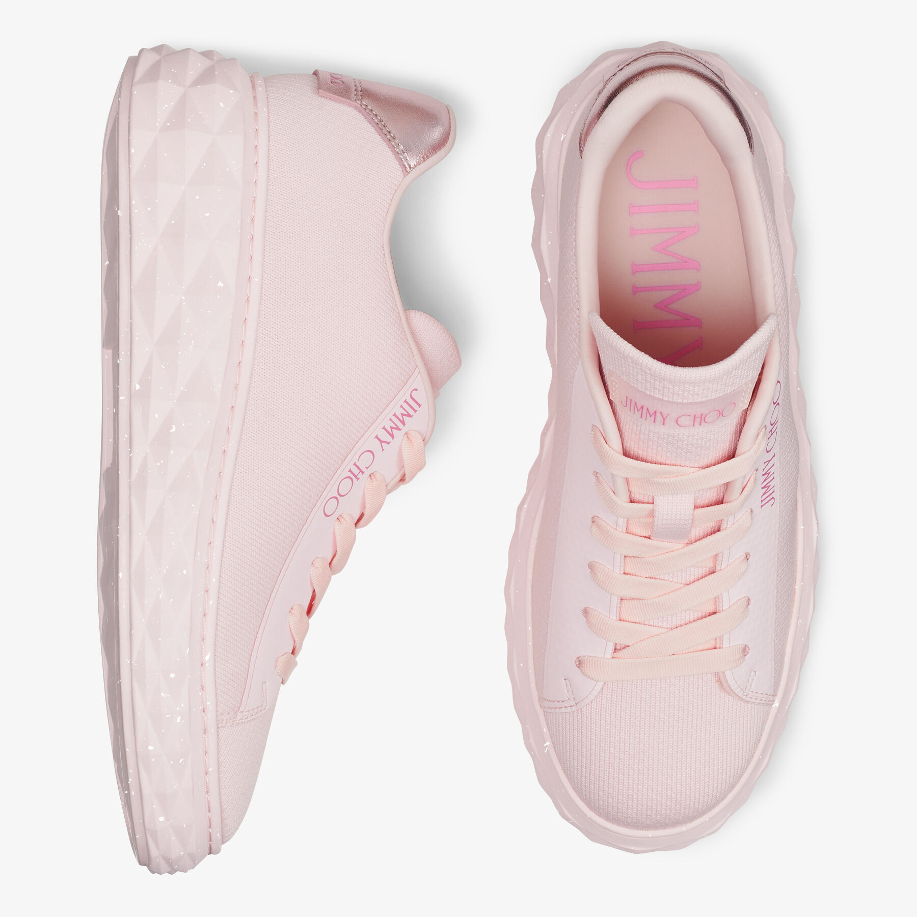 DIAMOND LIGHT MAXI F Powder Pink Knit Low Top Trainers with