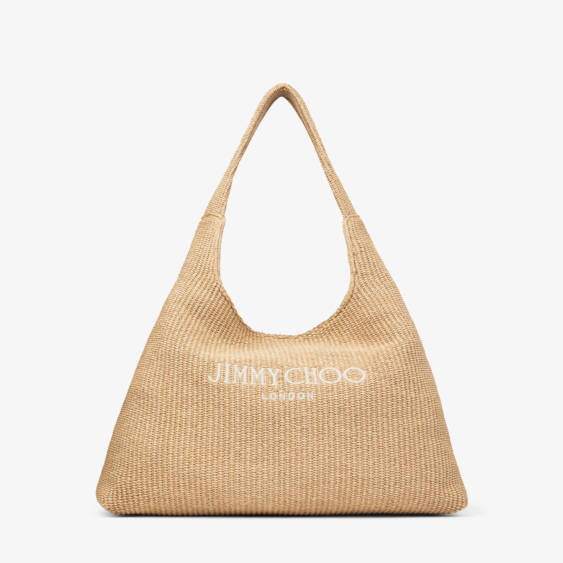 JIMMY CHOO Beach Diamond Hobo L ラフィア Beach Diamond Hobo L | Natural Raffia Shoulder Bag | JIMMY CHOO