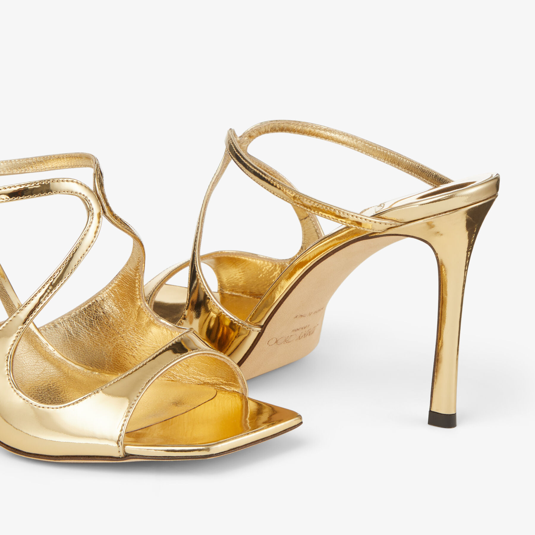 Gold Liquid Metal Leather Mules | ANISE 95 | Winter 2021