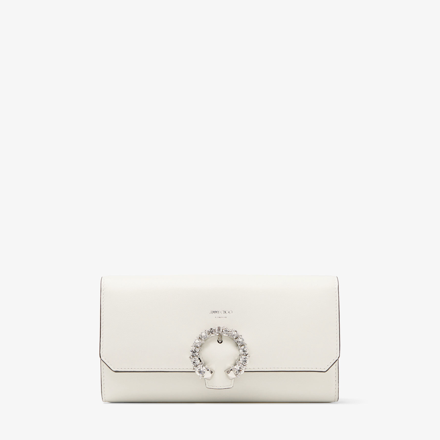WALLET W/CHAIN | Latte Calf Leather Wallet with Crystal