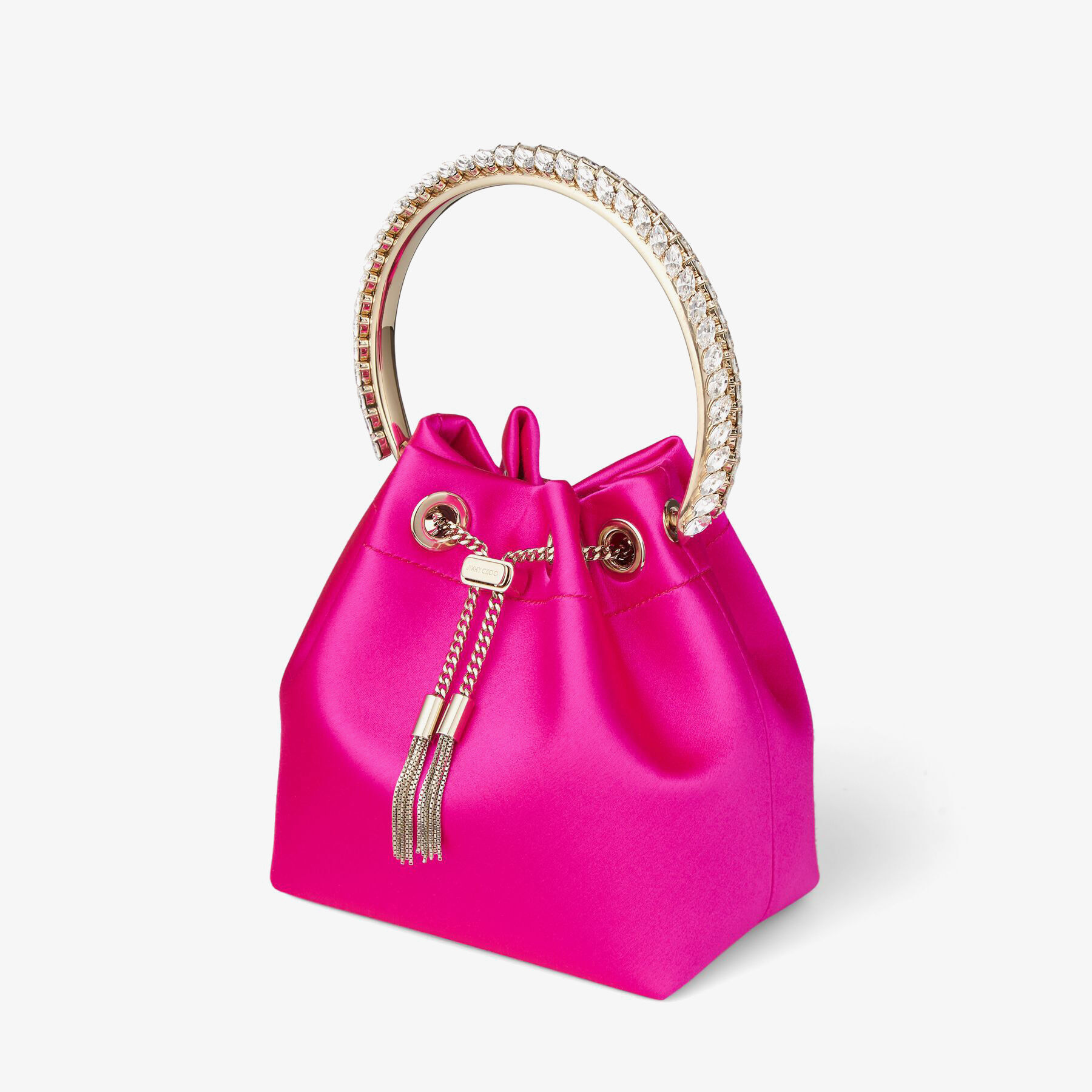Bon Bon Fuchsia Satin Bag with Crystal Handle JIMMY CHOO