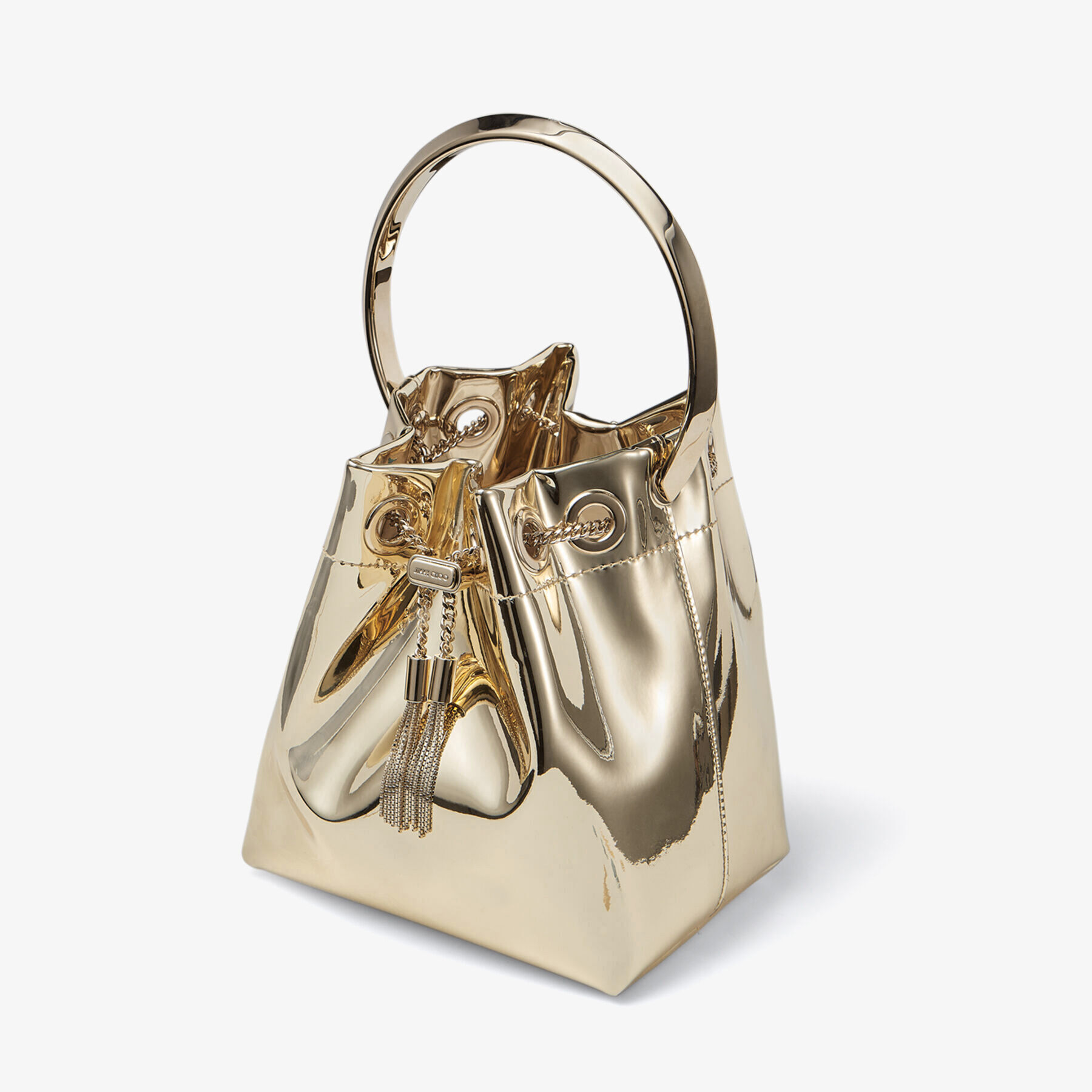 BON BON | Gold Mirror Fabric Mini Bag with Metal Handle