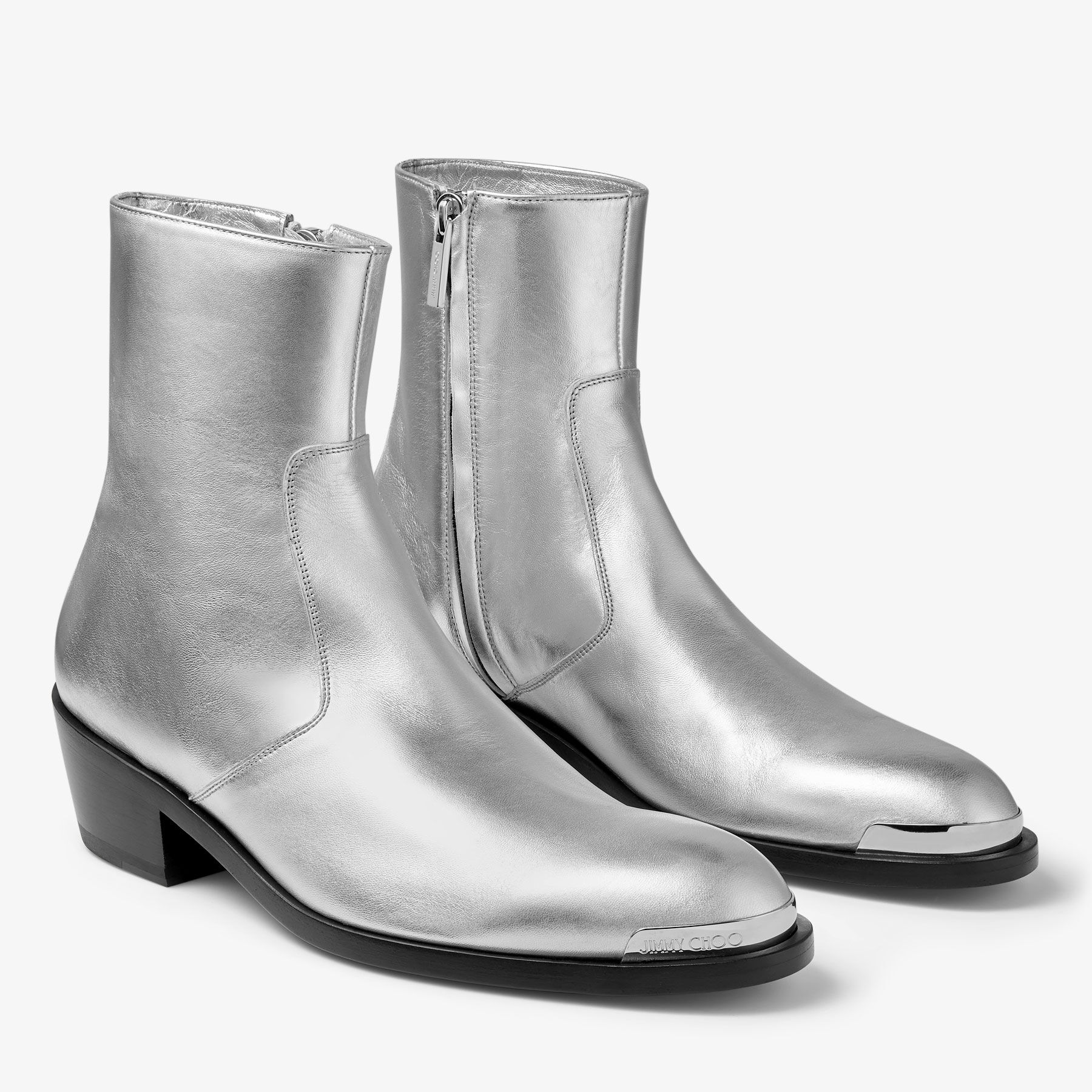Sammy M Silver Metallic Nappa Ankle Boots New Collection