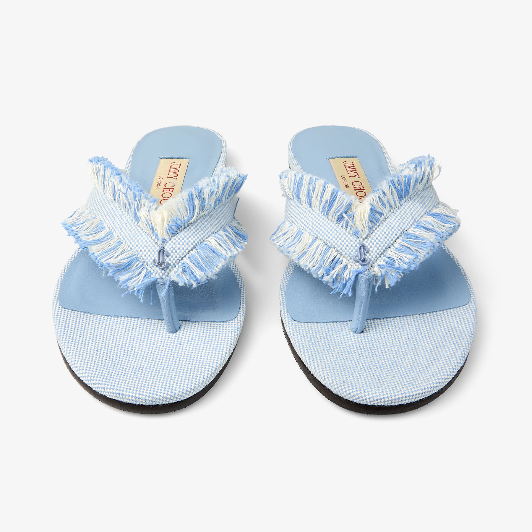 Bay Flat | Riviera Blue Mix Frayed Flex Canvas Flat Sandals