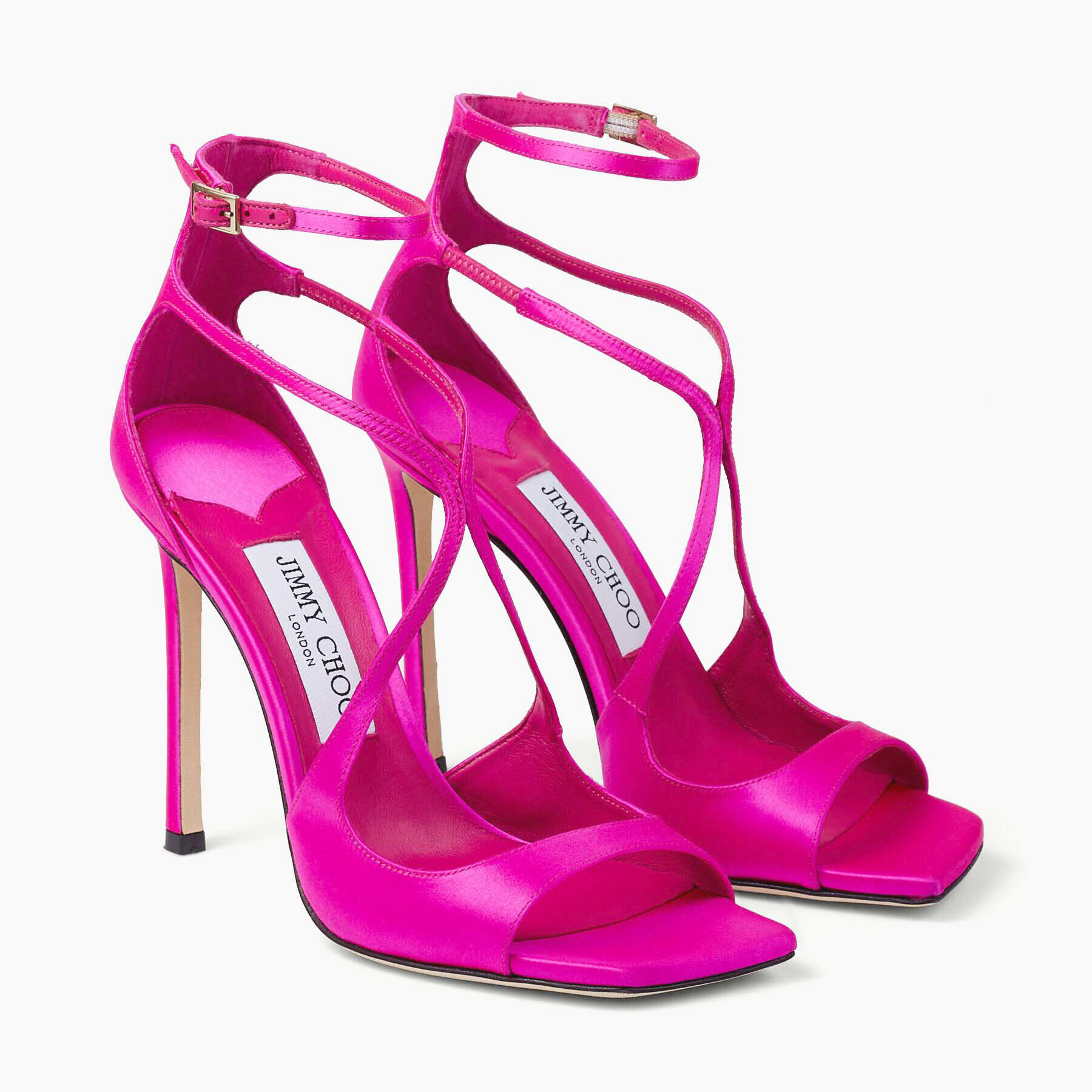Fuchsia Satin Sandals | AZIA 110 | Winter 2021 Collection | JIMMY CHOO UK