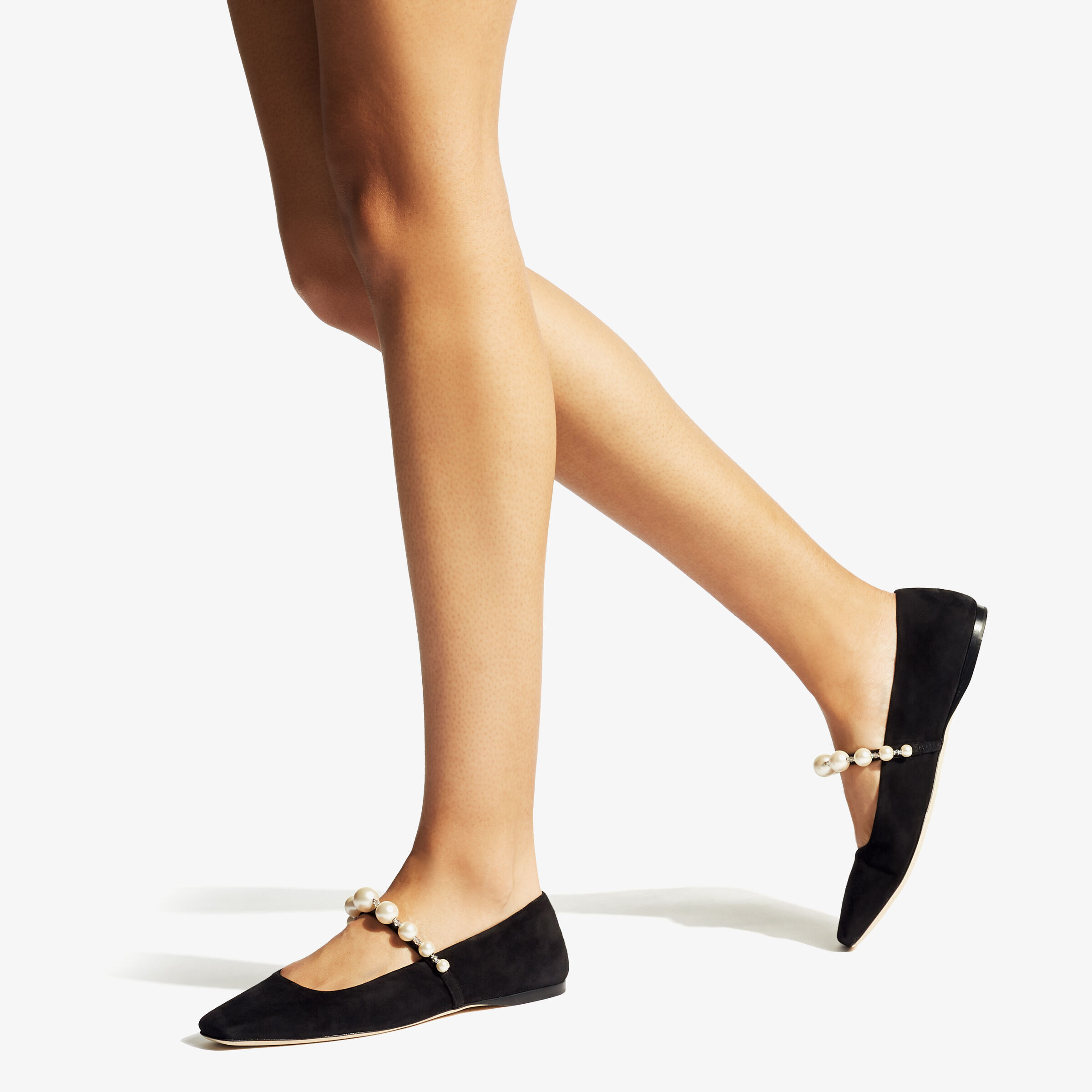 Black flats online with pearls