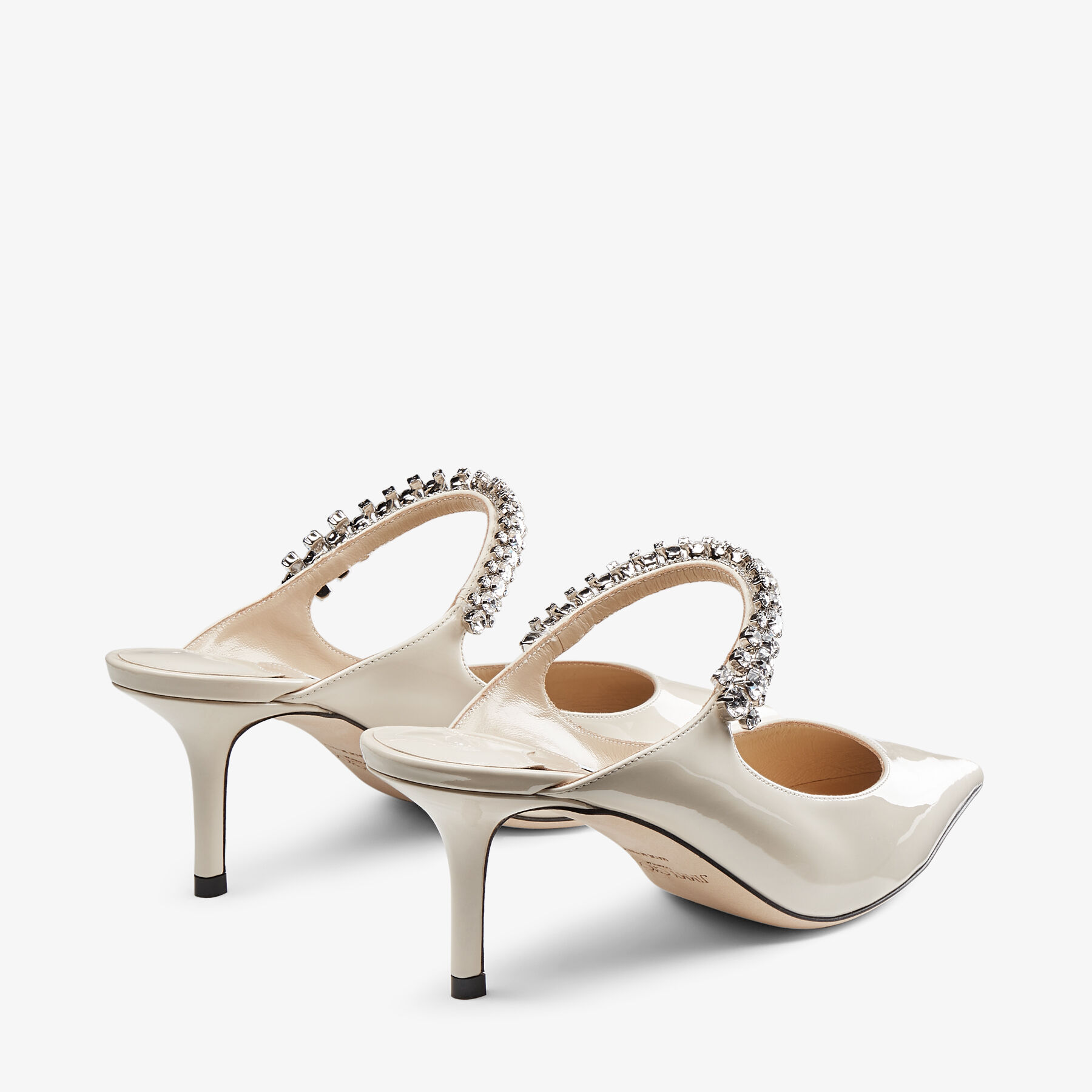 Bing 65 Linen Patent Leather Mules with Crystal Strap JIMMY CHOO