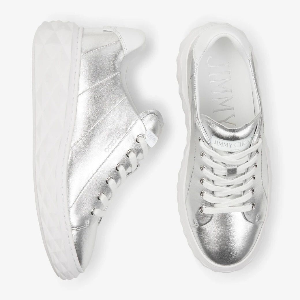 Silver metallic platform outlet sneakers