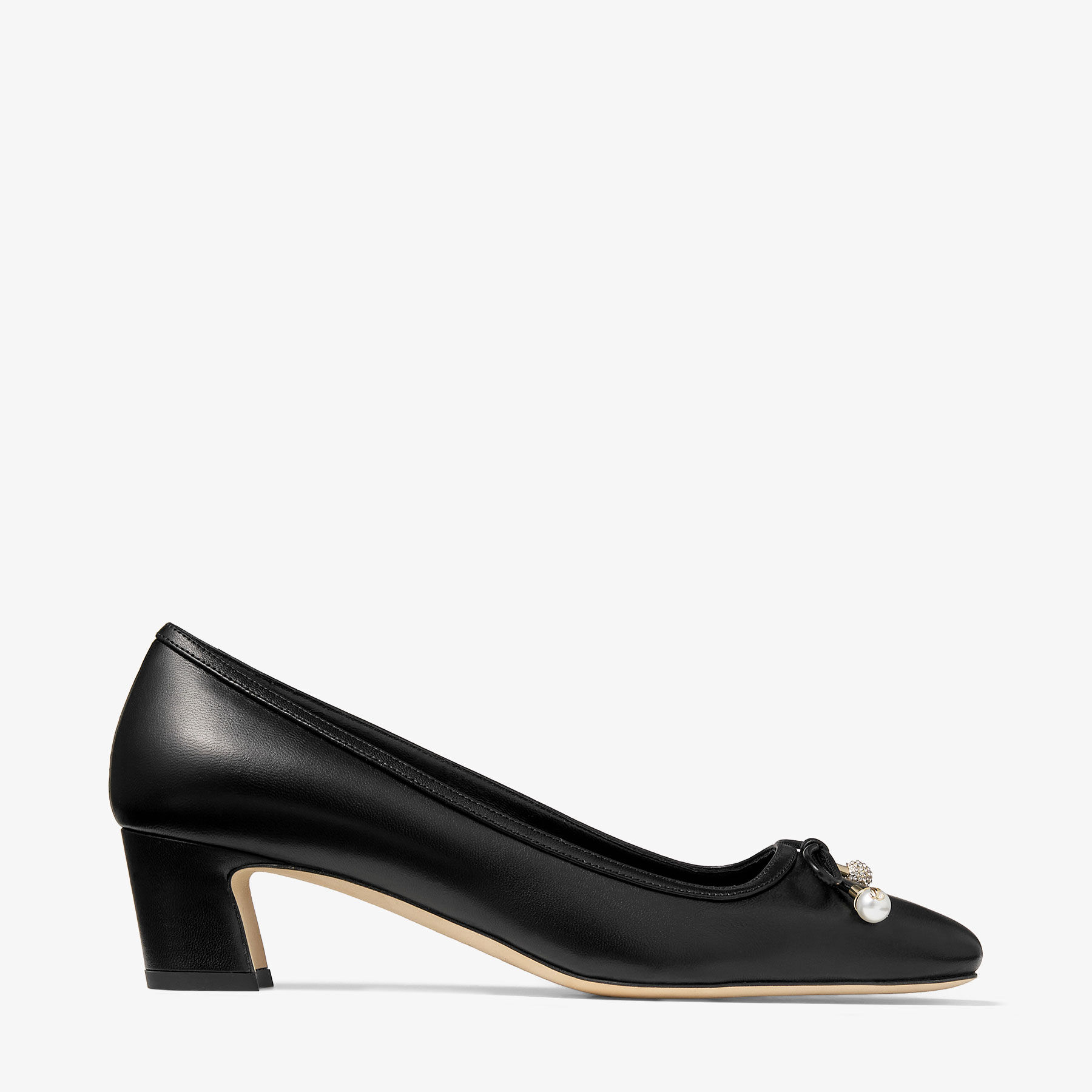 JIMMY CHOO☆ エリサ 45 Black ナッパレザー ELISA 45 | Black Nappa and Patent Leather Pumps | Summer