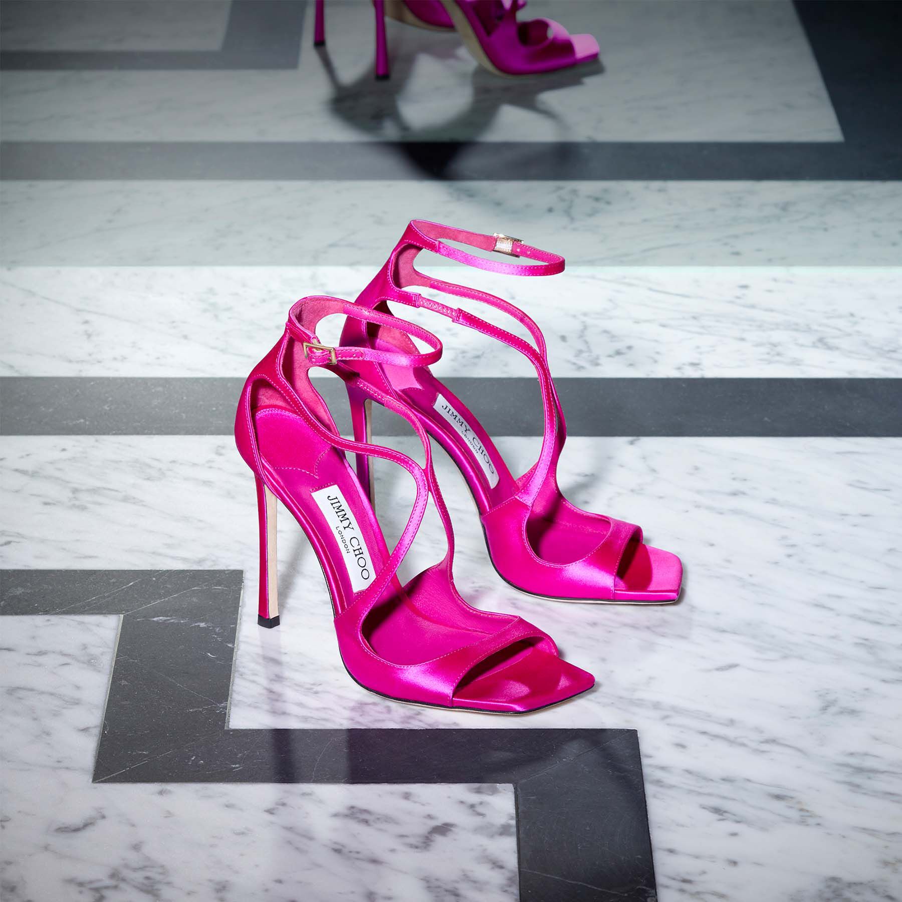 Fuchsia Satin Sandals | AZIA 110 | Winter 2021 Collection | JIMMY CHOO UK