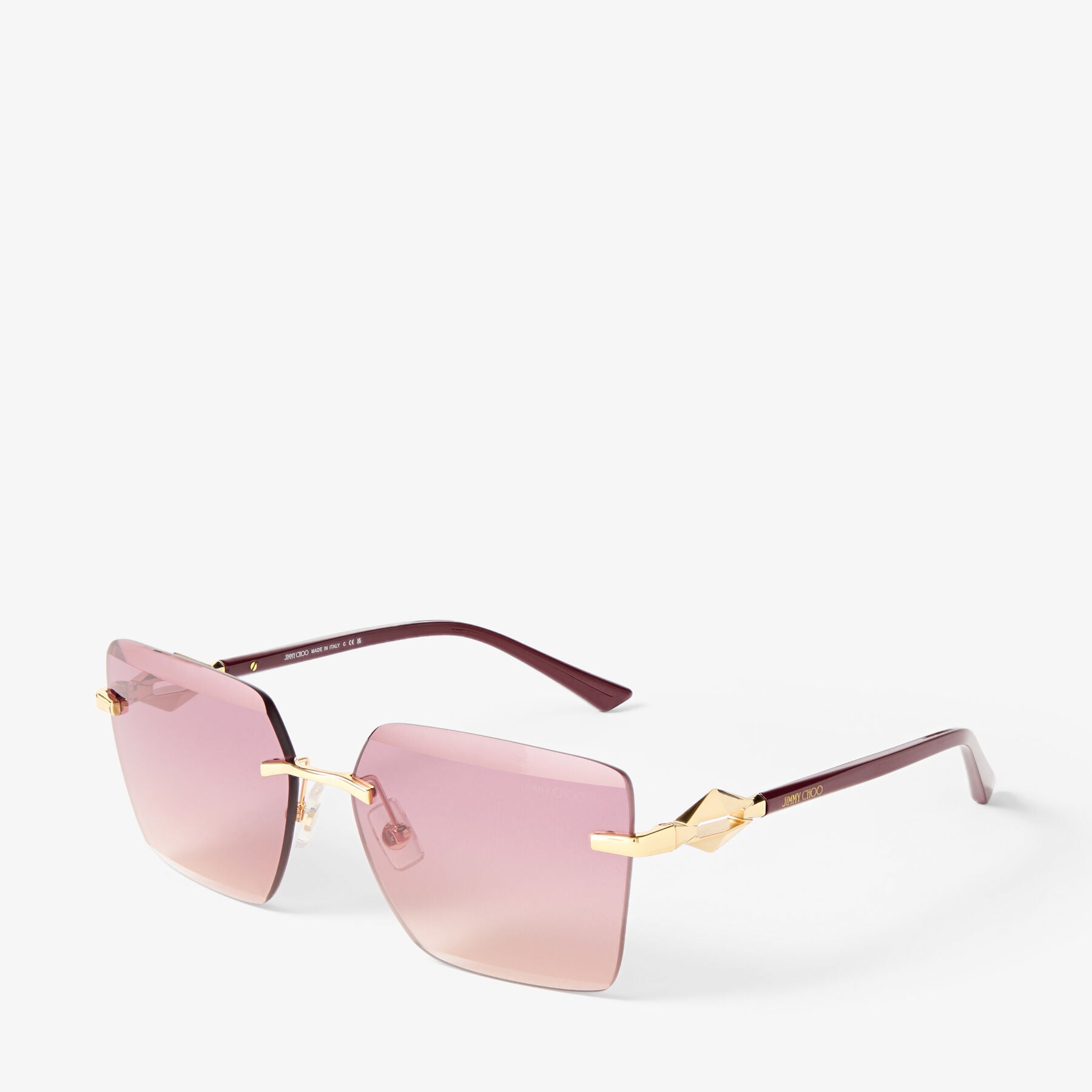 Jimmy Choo サングラス Isaline | Gold Cranberry Square Sunglasses | JIMMY CHOO