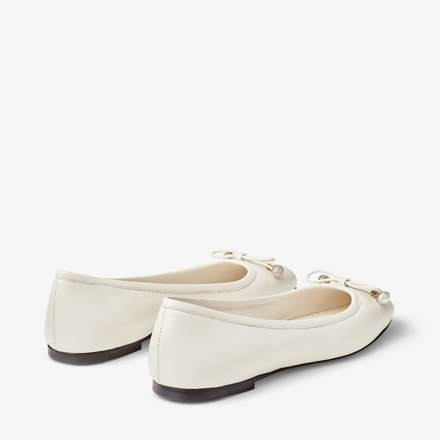 ◆正規品・新品◆Jimmy Choo Ballerinas Elme ELME FLAT | Black Nappa Leather Flats with Pearl