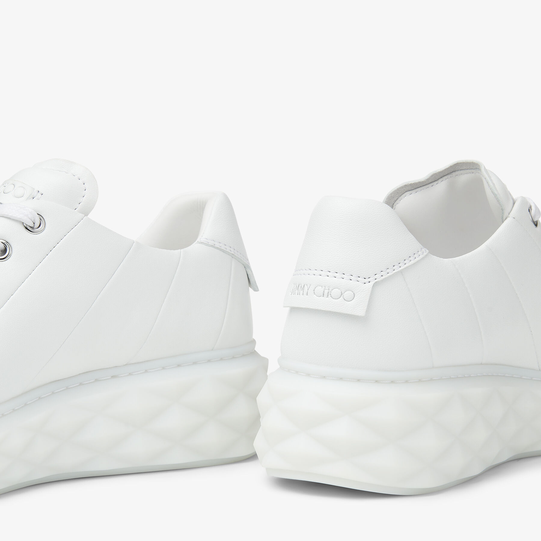 DIAMOND LIGHT MAXI/F | White Nappa Leather Low-Top Trainers with Platform  Sole | Summer Collection | JIMMY CHOO