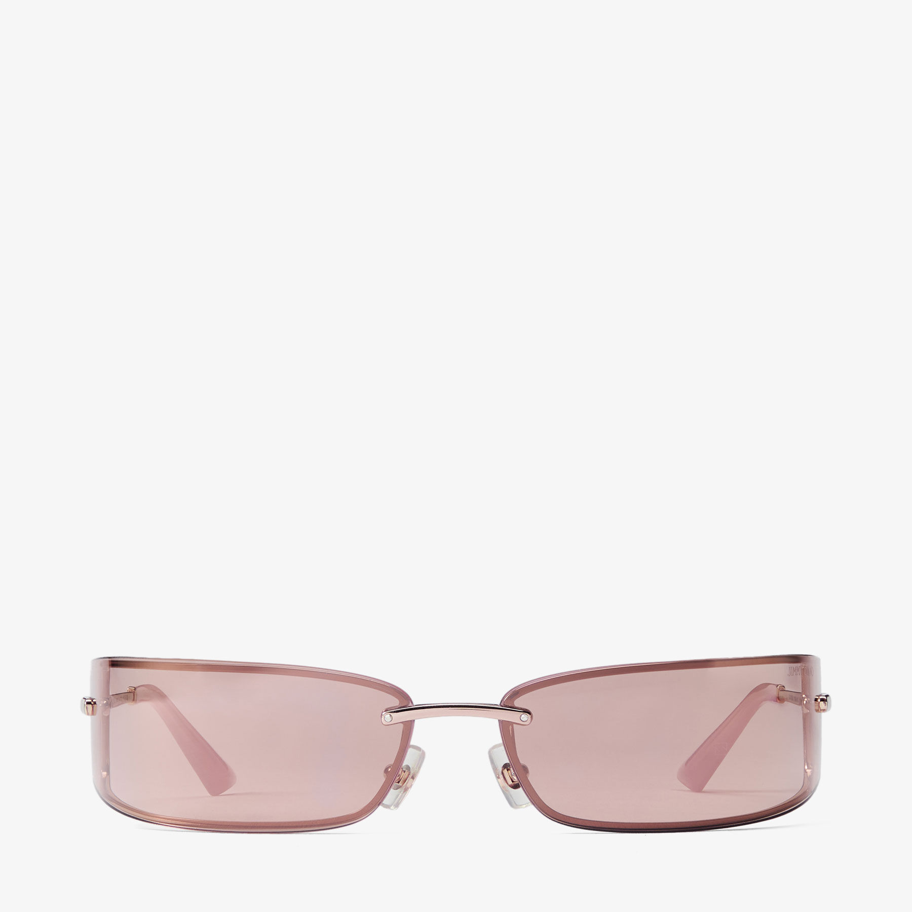 Verse | Pale Gold and Pink Rectangular Metal Sunglasses | JIMMY CHOO