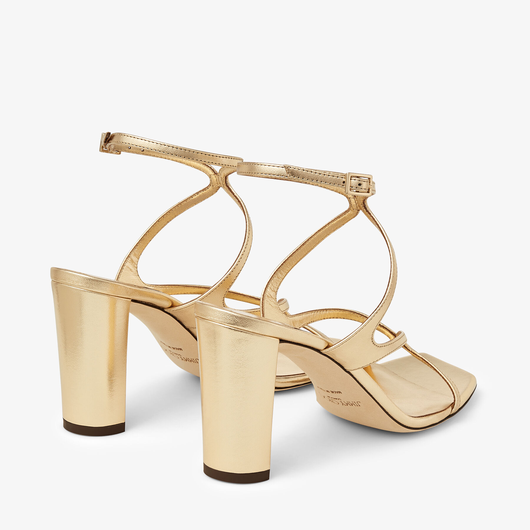 Azie 85 Gold Metallic Nappa Leather Sandals JIMMY CHOO