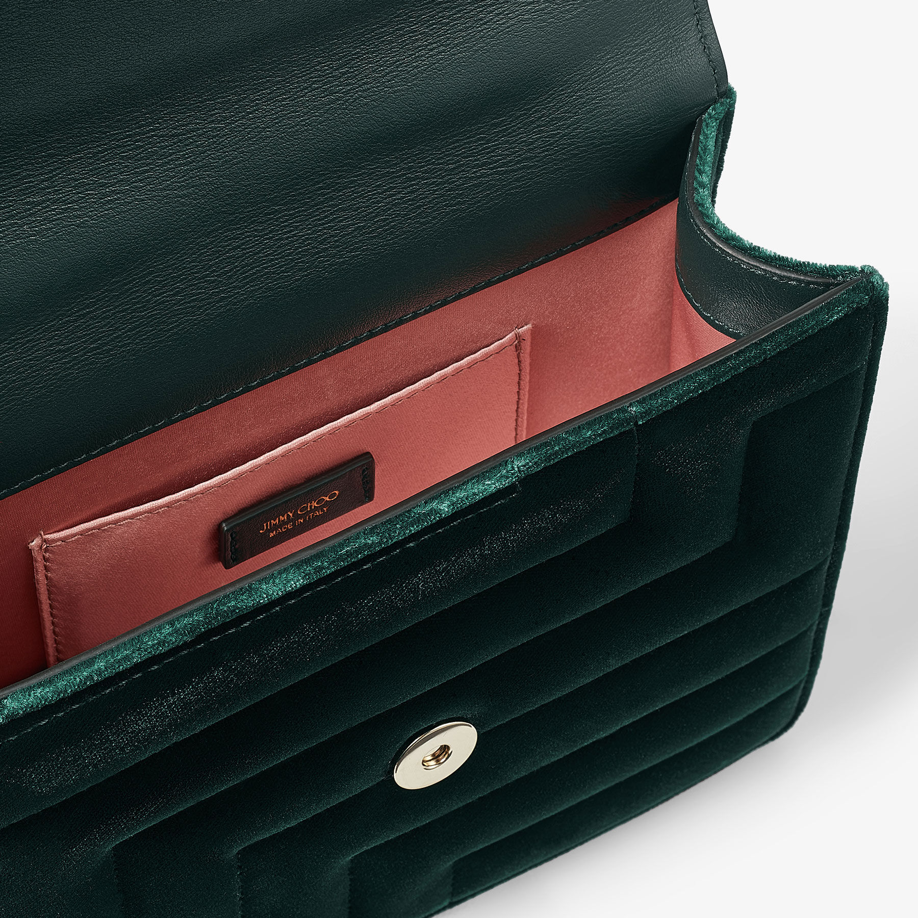 AVENUE QUAD Dark Green Avenue Velvet Shoulder Bag with Crystal