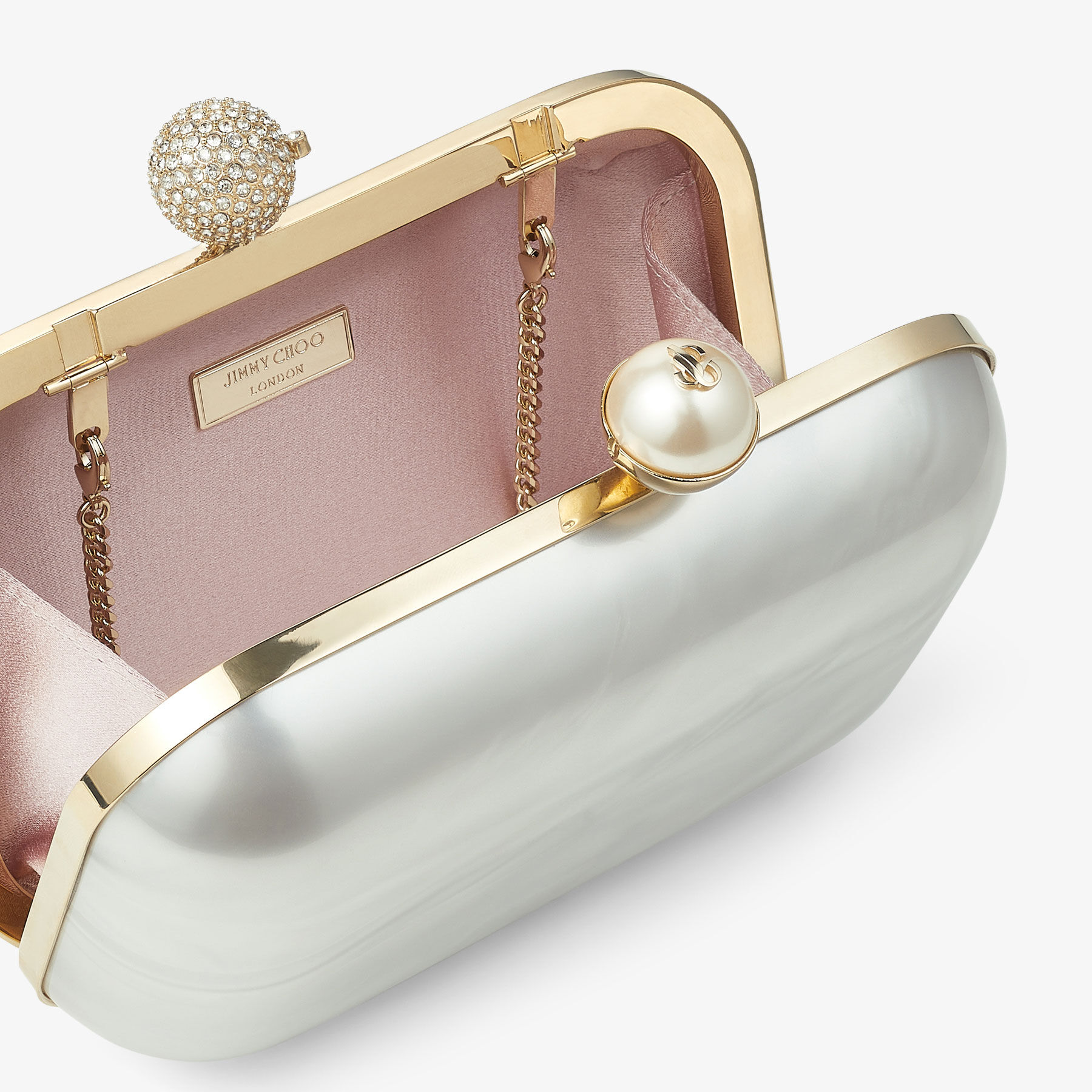 CLOUD Ivory Mother of Pearl Clutch Bag with Crystal Clasp Summer Collection JIMMY CHOO AU