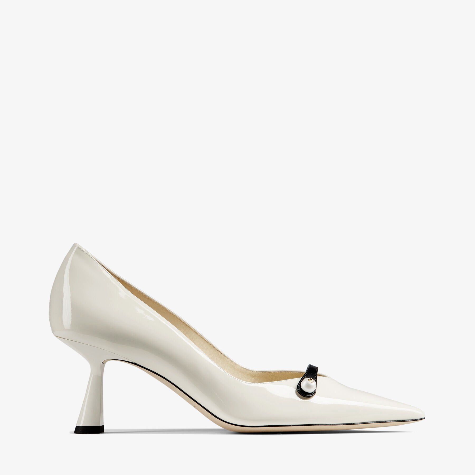 Latte Patent Pointed Pumps with Pearl Detail | ROSALIA 65 | High Summer  2021 | JIMMY CHOO